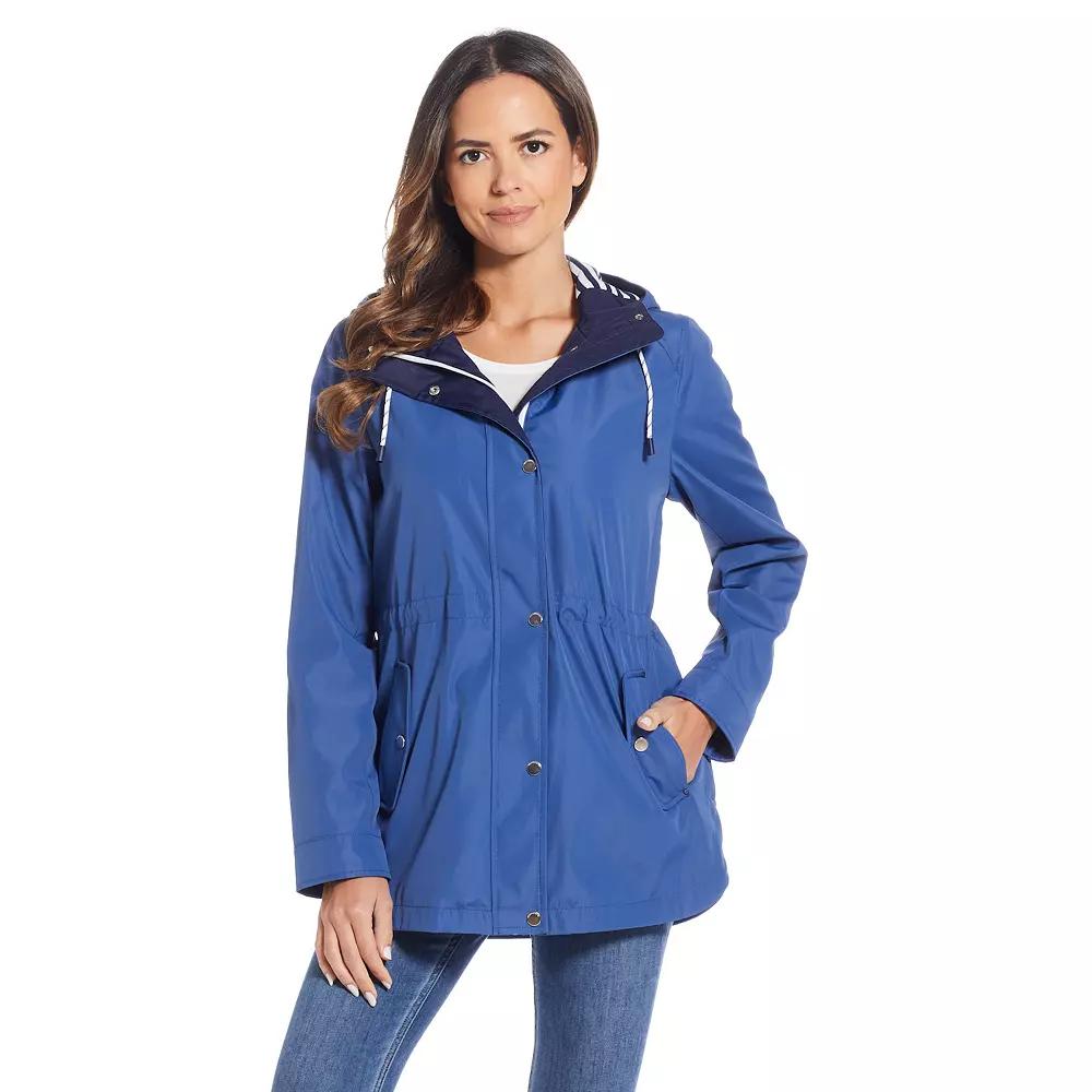 Women's Weathercast Hooded Nautical Anorak Jacket, Size: Small, Blue Blue Product Image