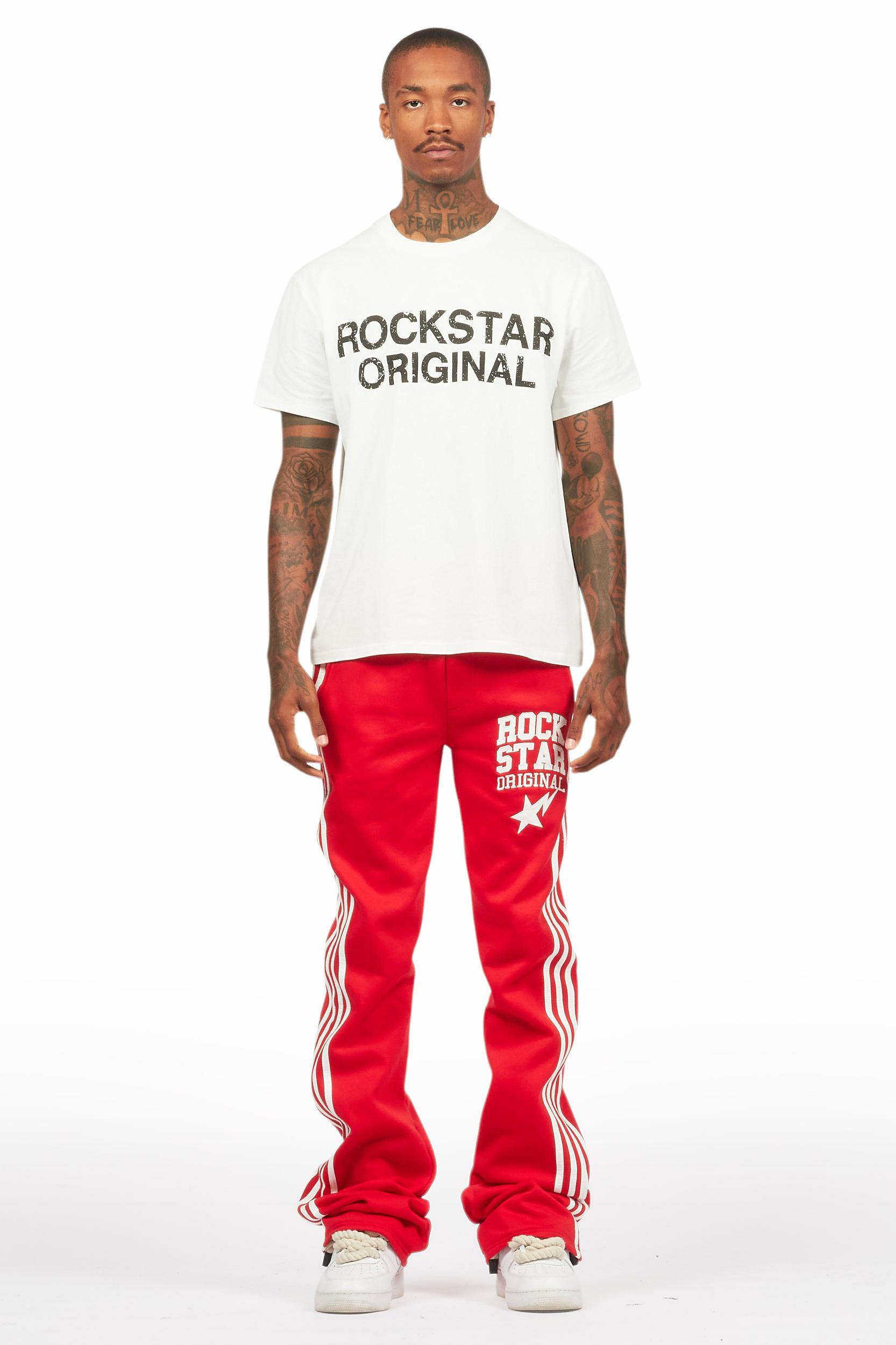 Gerrit Red Fleece Stacked Baggy Track Pant Male Product Image