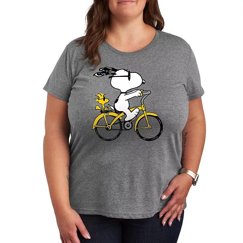 Plus Peanuts Snoopy & Woodstock Riding Bike Graphic Tee, Women's,  Product Image