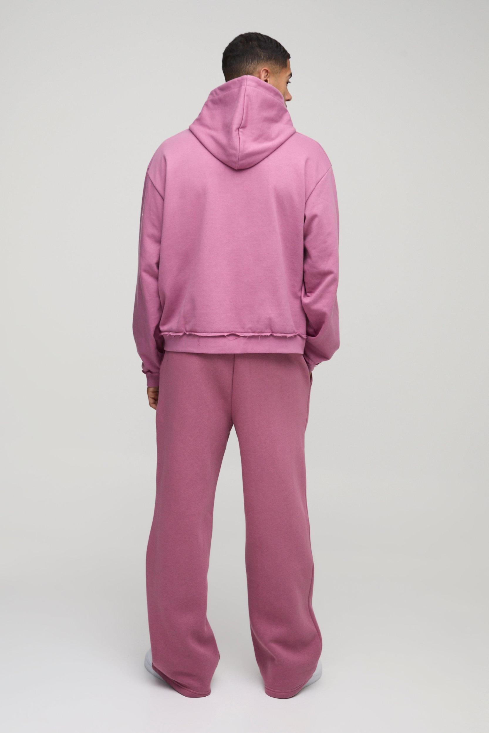 Oversized Boxy Raw Edge Loopback Embroidered Hoodie | boohooMAN USA Product Image