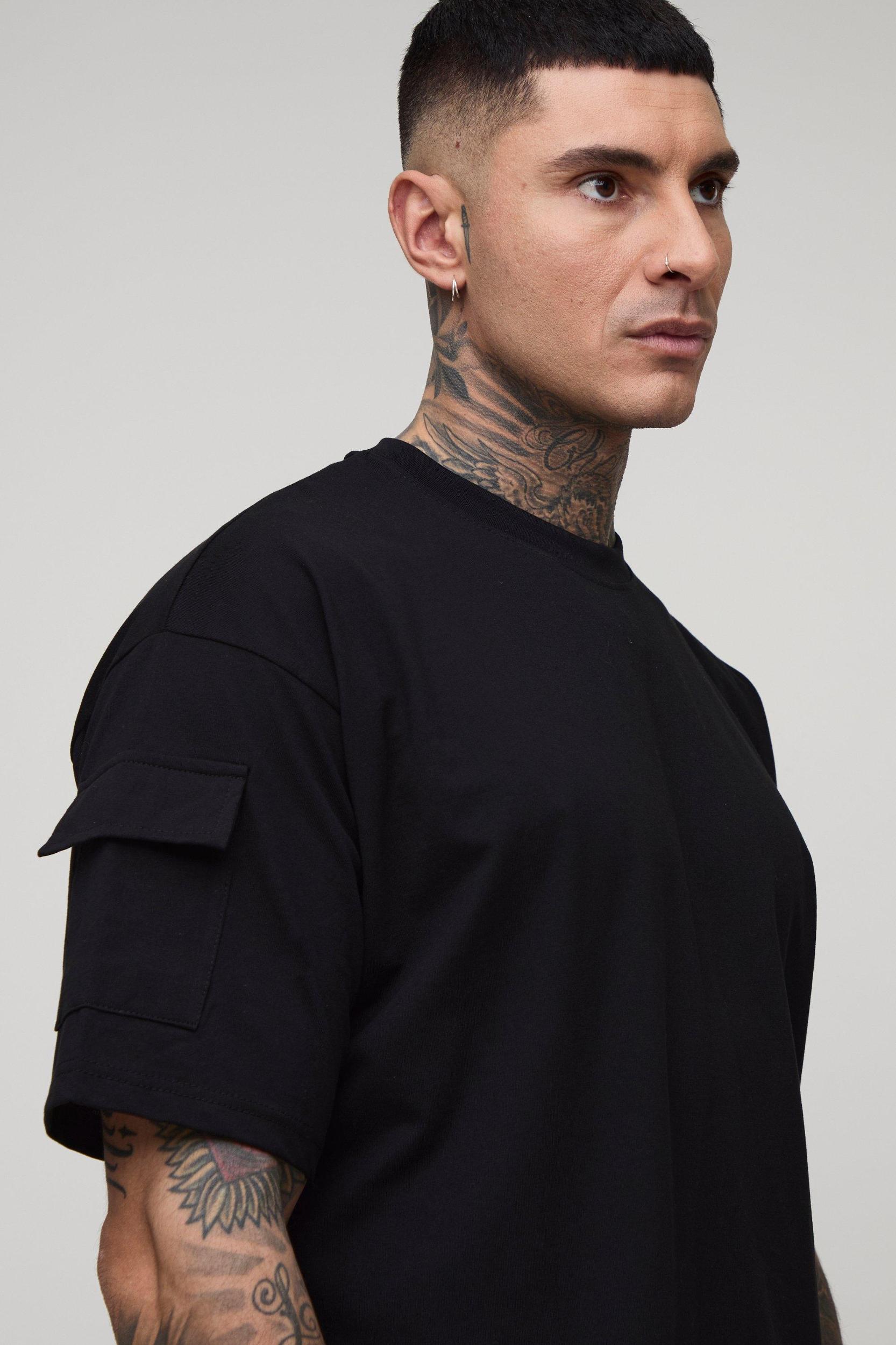 Tall Utility Pocket Oversized Fit T-Shirt & Cargo Short Set | boohooMAN USA Product Image