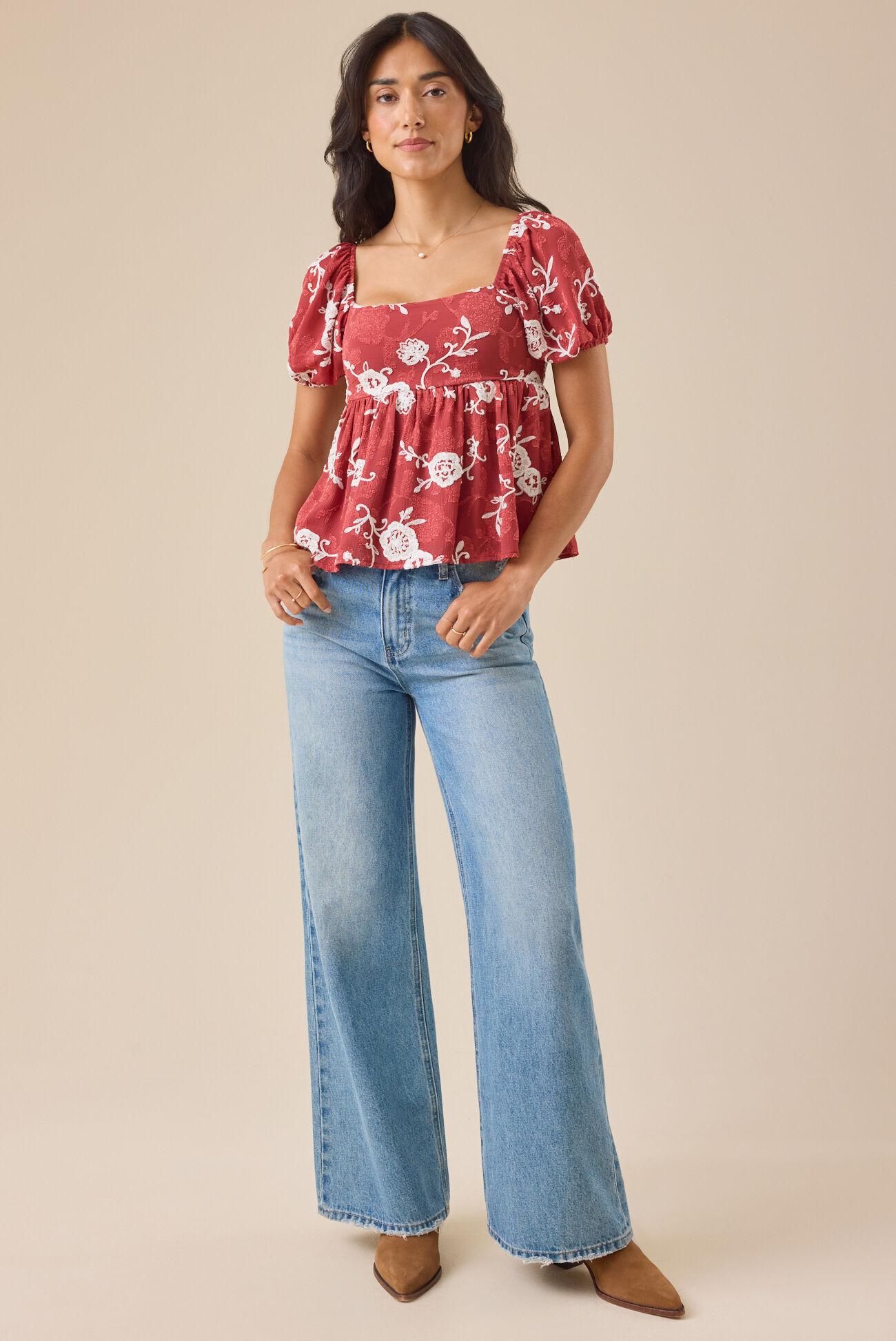 Gretchen Embroidered Babydoll Top Product Image