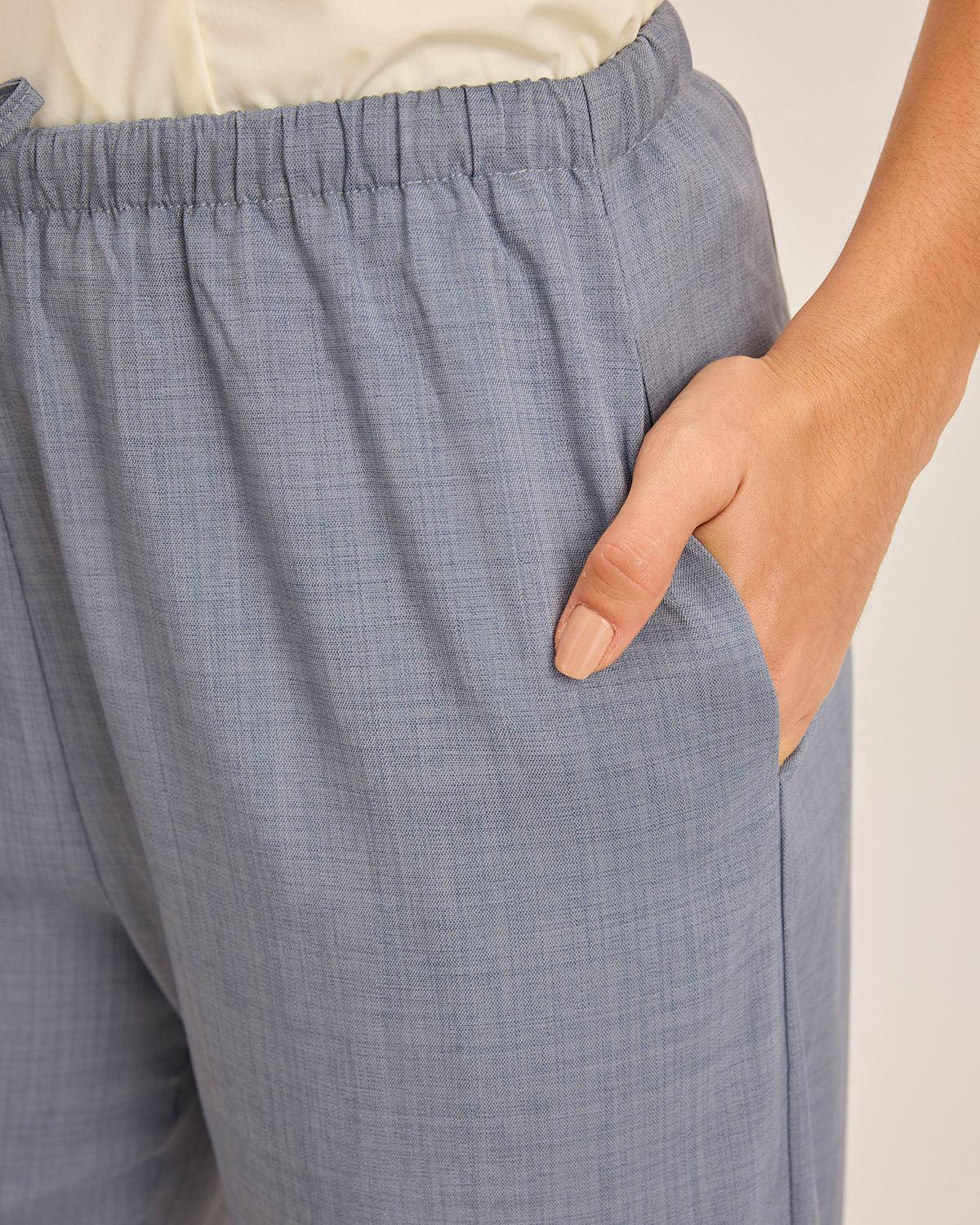 Grey Elastic Straight Waist Pants Product Image