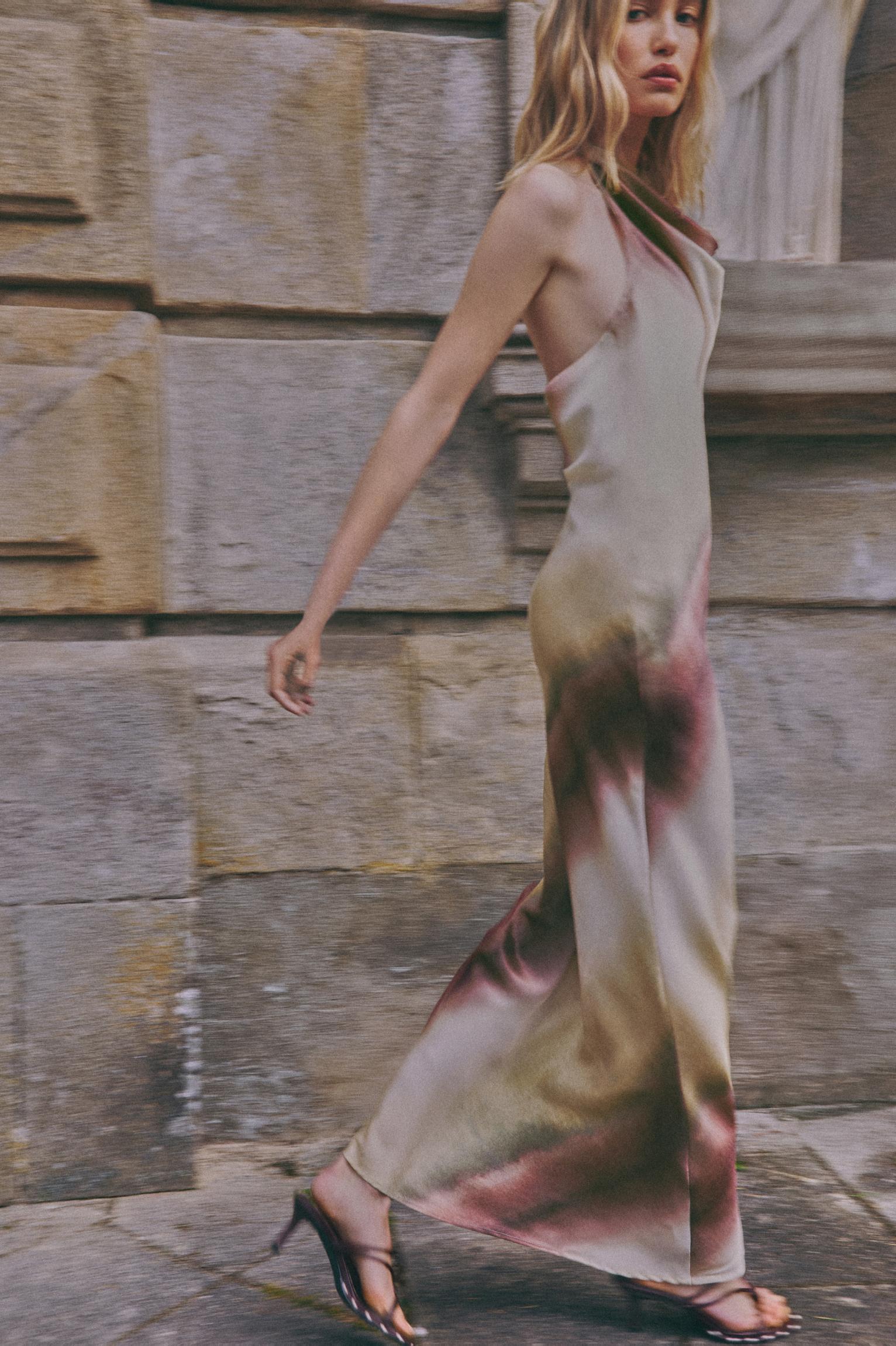 Satin halter midi dress Product Image