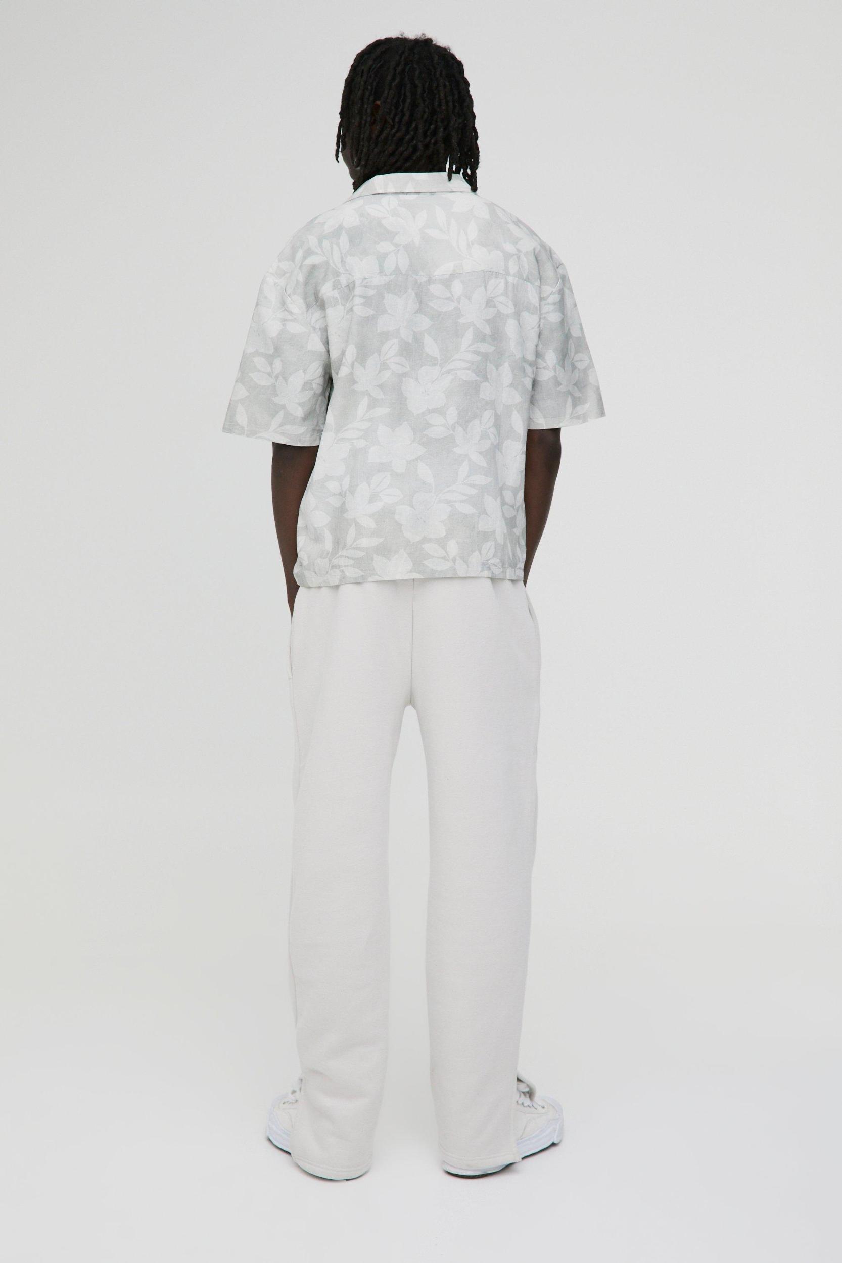 Oversized Floral Print Linen Blend Shirt | boohooMAN USA Product Image