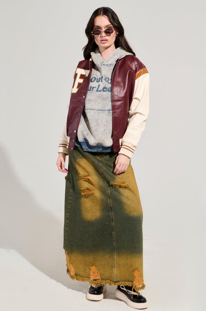 ROCKIT FAUX LEATHER VARSITY BOMBER Product Image