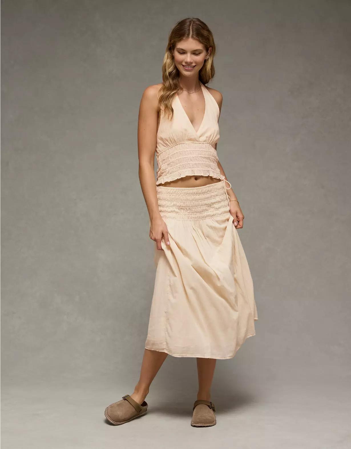 AE High-Waisted Tie Side Maxi Skirt Product Image