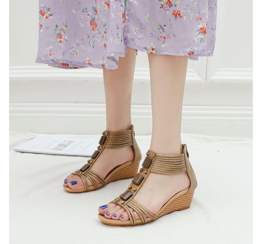 Wedge Heel Rhinestone Sandals Product Image