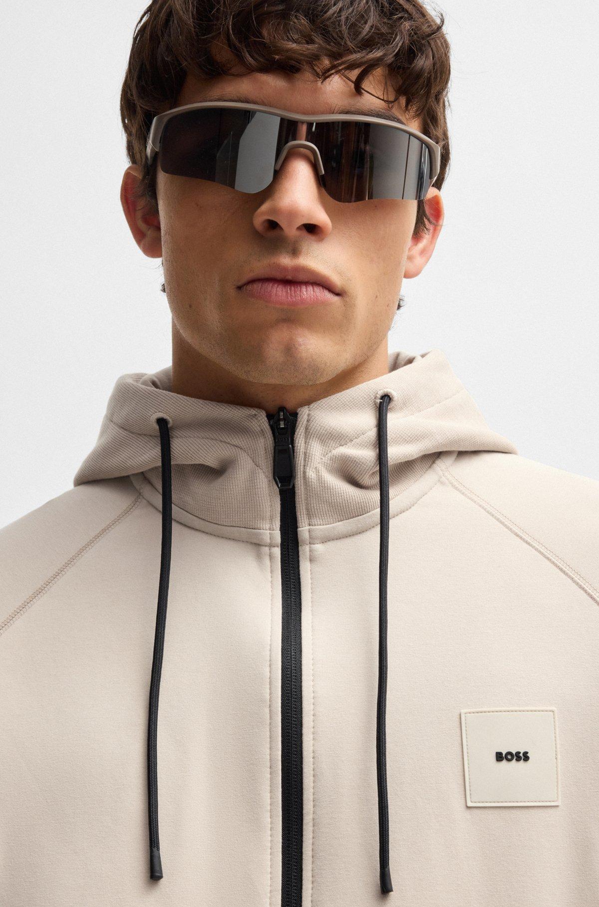 BOSS - Zip-up hoodie with logo patch - Light Beige Product Image