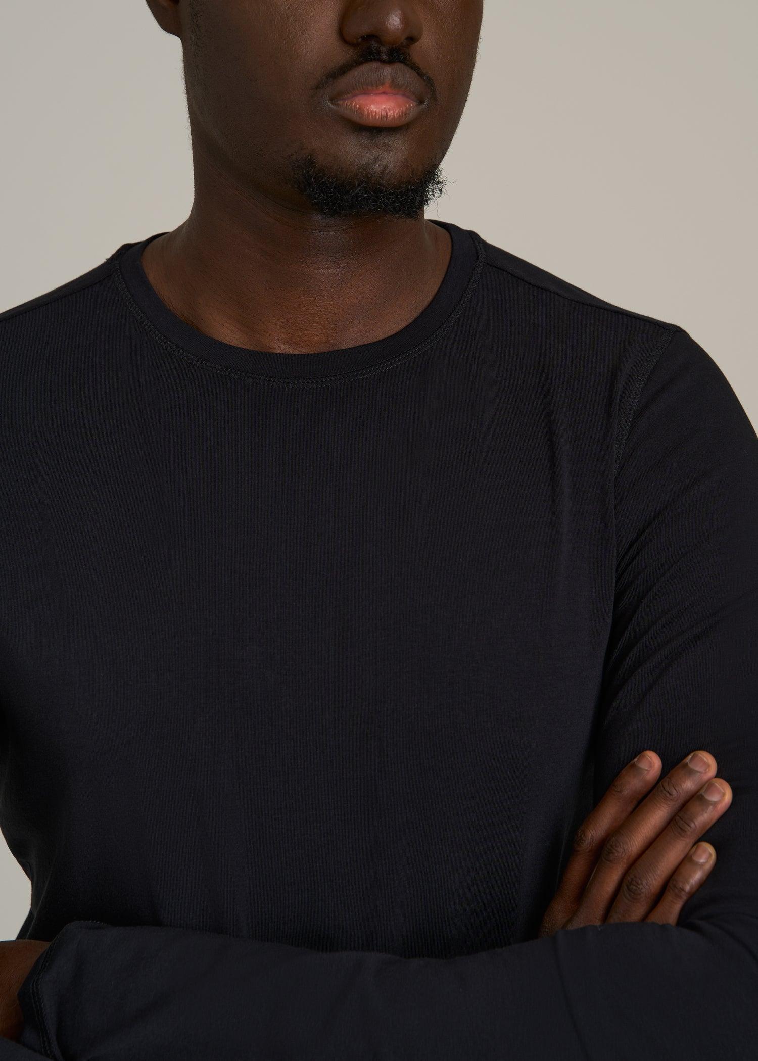 The Essential SLIM-FIT Long Sleeve Tee for Tall Men in Black Male Product Image