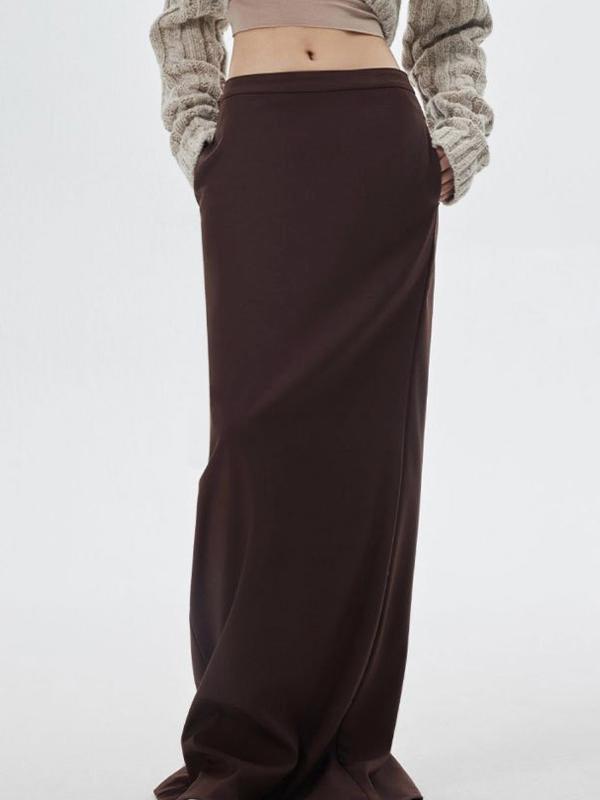 Solid Low Rise Back Split Maxi Skirt Product Image