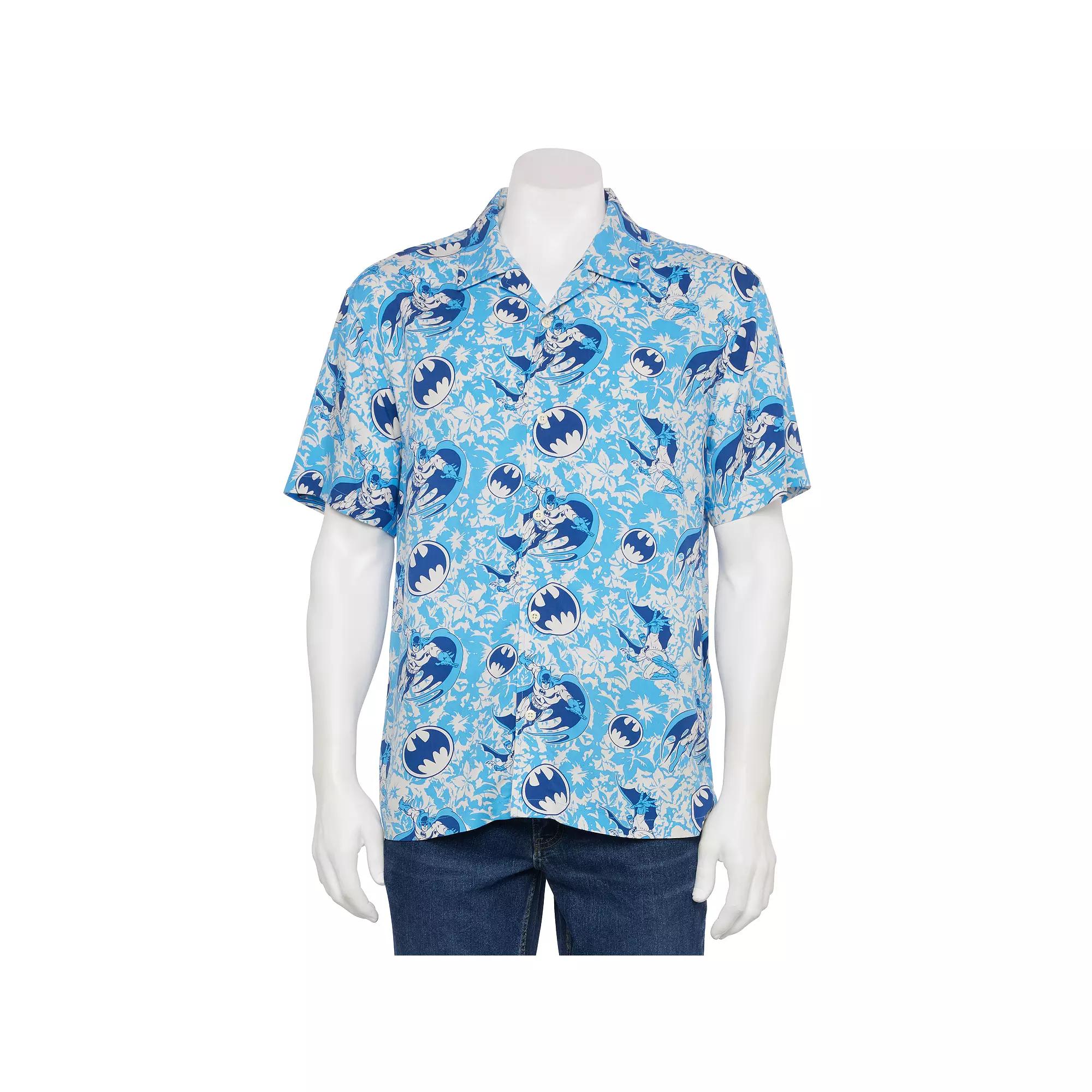 Men's DC Comics Batman Blue Floral Hawaiian Shirt, Size: XL, Multi Product Image