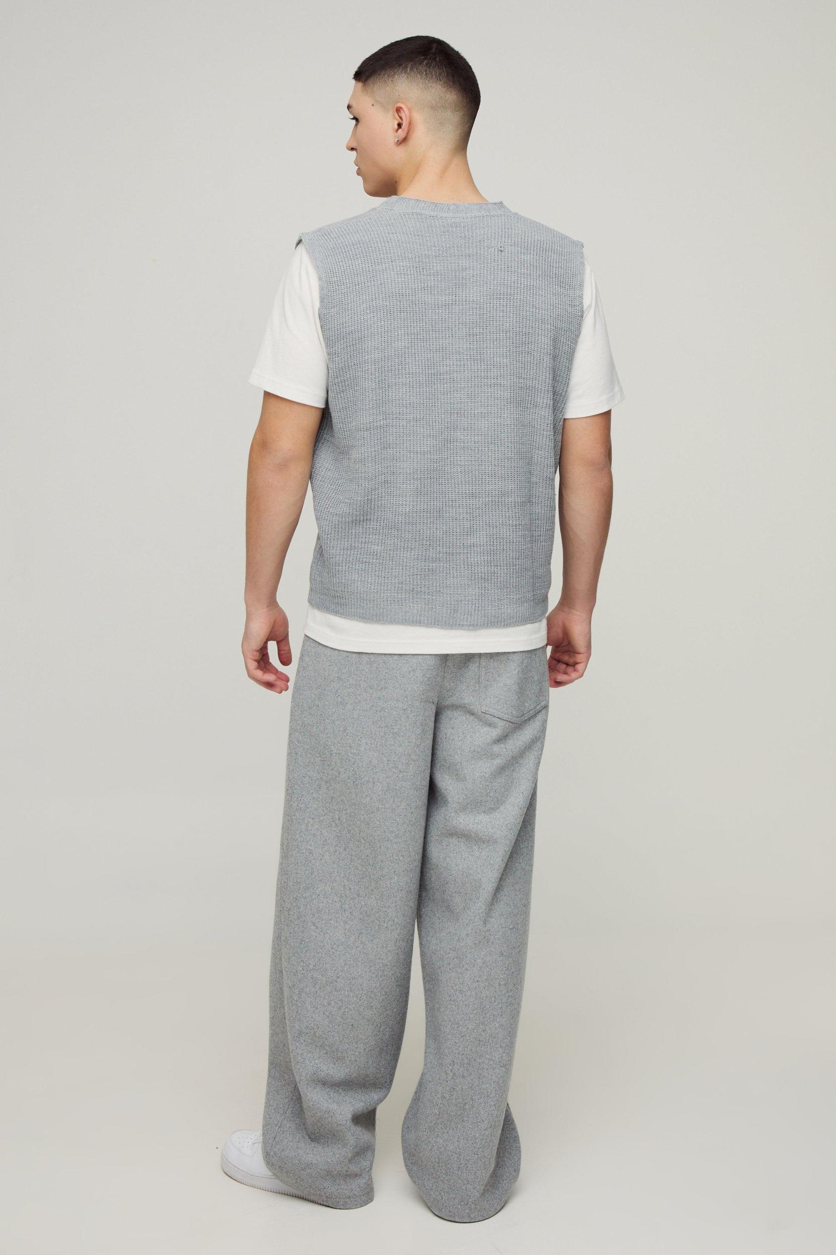 Boxy Ribbed Contrast Button Knitted Undershirt | boohooMAN USA Product Image