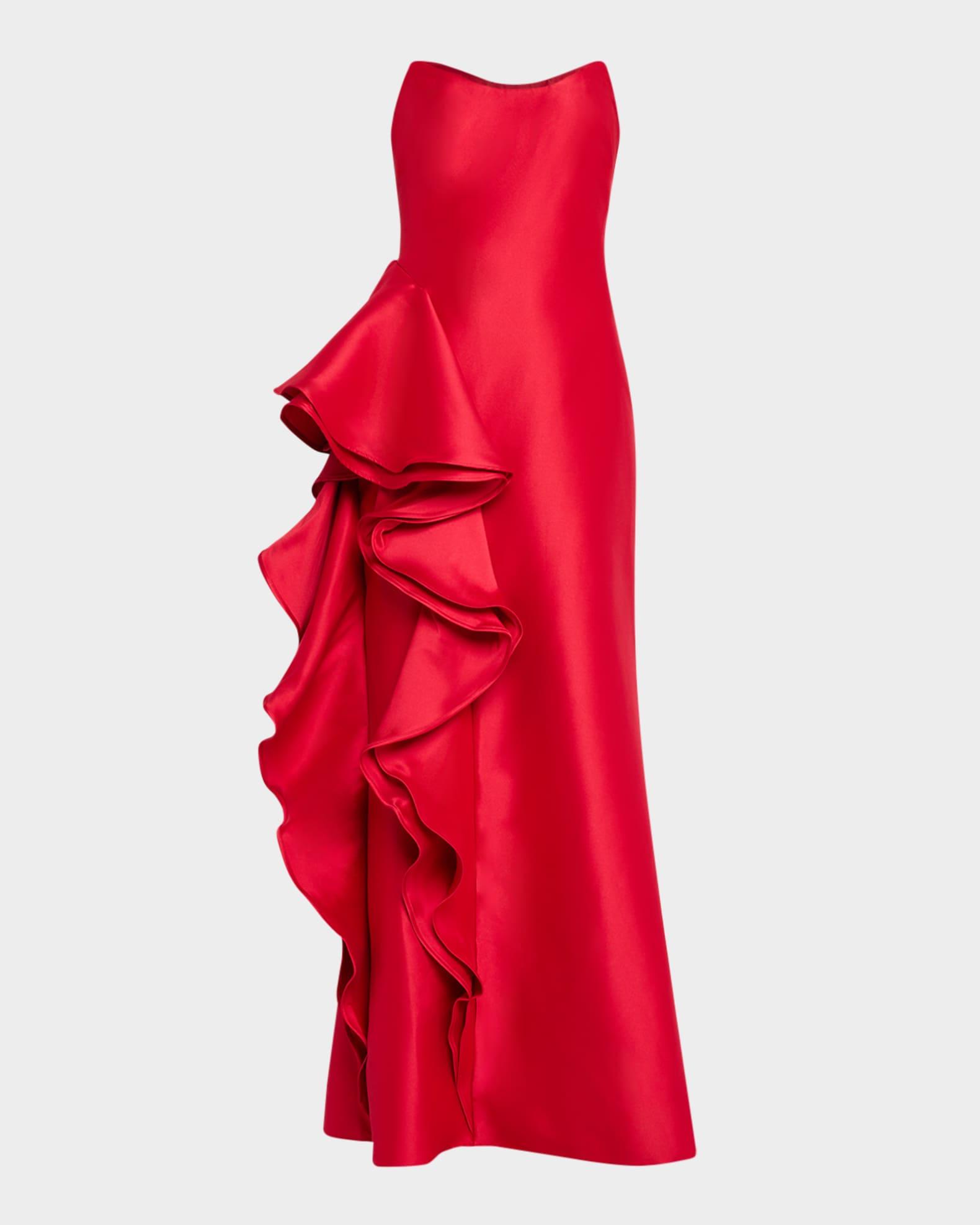 Strapless Ruffle A-Line Gown Product Image