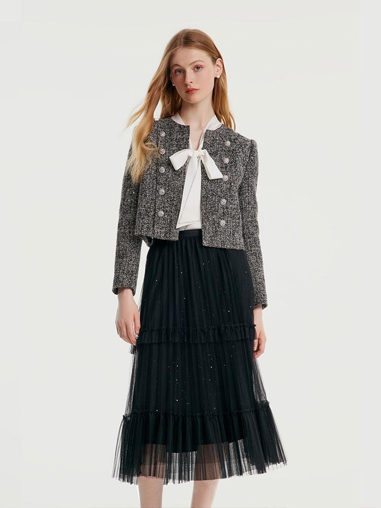 Classic Tweed Cropped Women Jacket Product Image