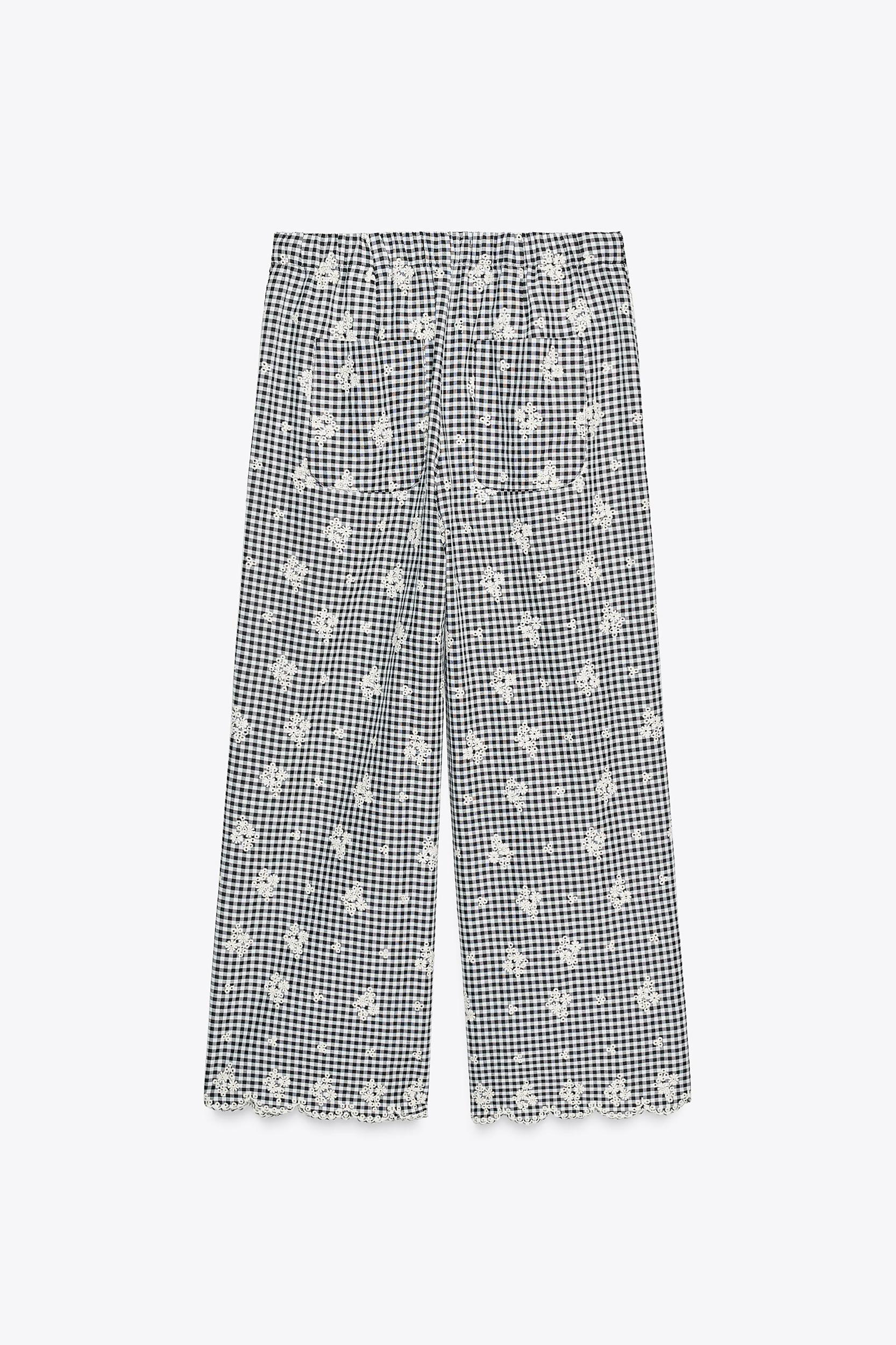 GINGHAM CULOTTES WITH EMBROIDERY Product Image
