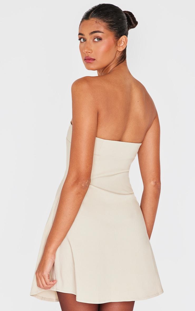 Cream Stretch Woven Bandeau Mini Shift Dress Product Image