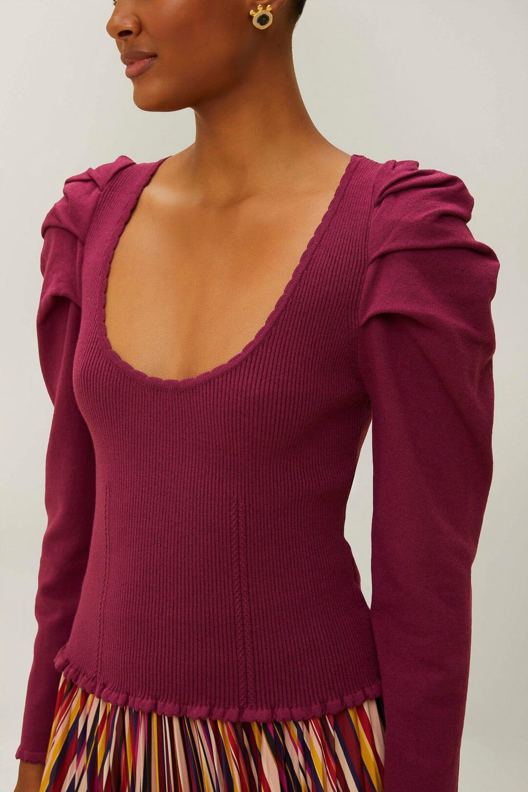 Burgundy Knit Corset Top Product Image