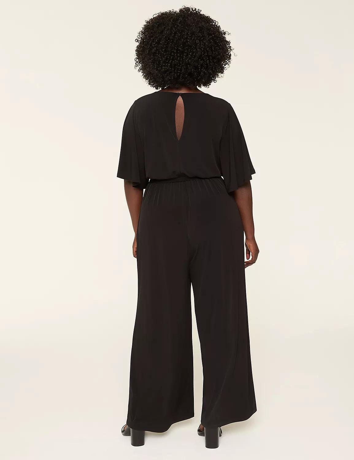 V-Neck Tie-Waist Jersey Jumpsuit Product Image