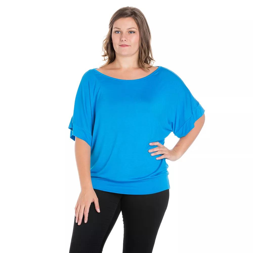 Plus Size 24Seven Comfort Apparel Short Sleeve Dolman Top, Women's, Size: 3XL, Green Product Image