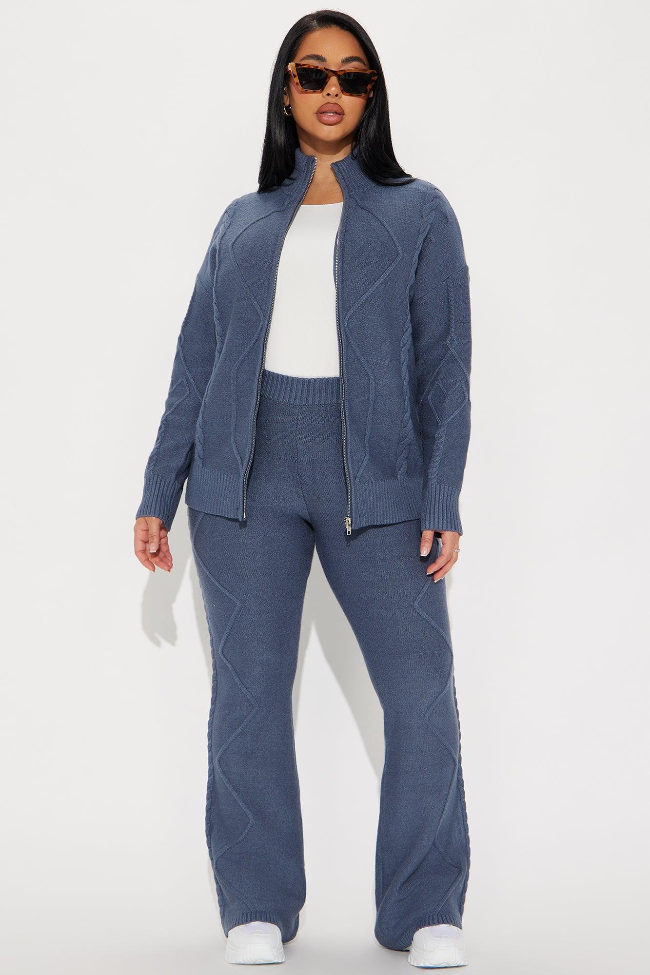 Cozy Up Sweater Pant Set - Denim Product Image