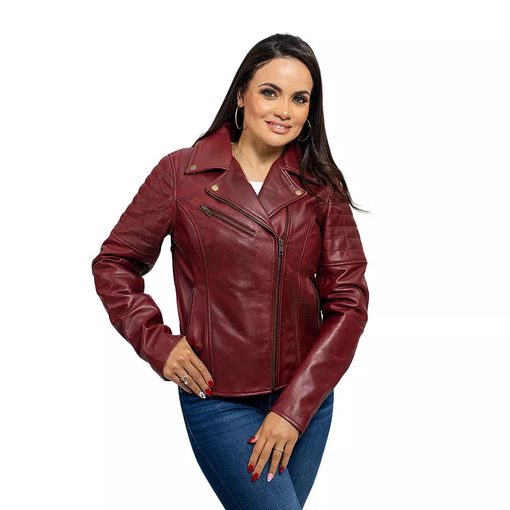Women's Whet Blu Asymmetrical Moto Leather Jacket,  Product Image