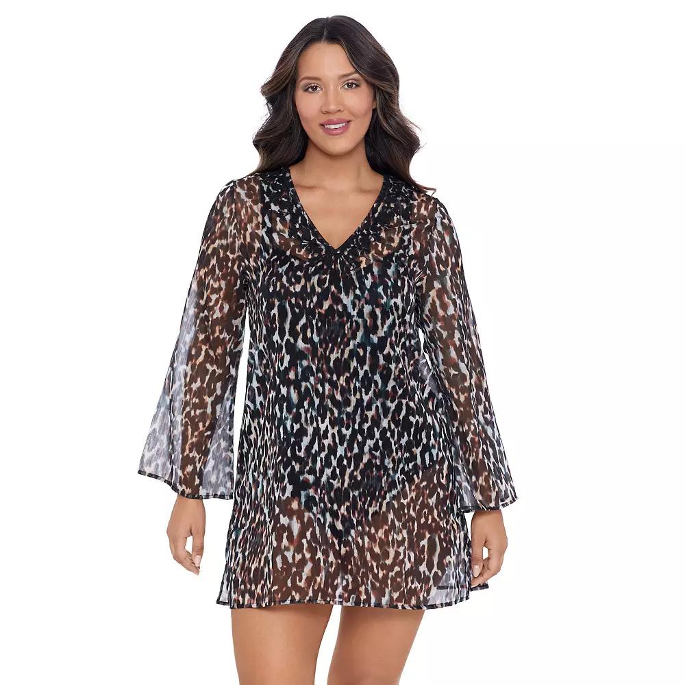 Women's Trimshaper Solid Embroidered Coverup Dress,  Product Image