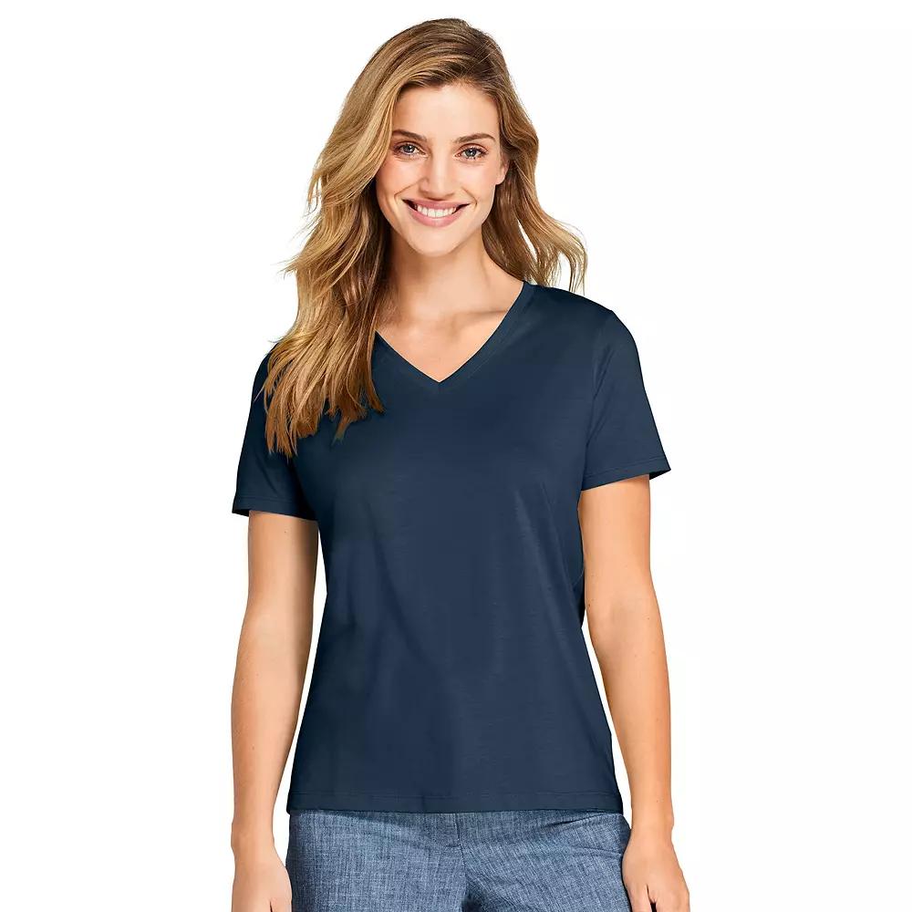 Petite Lands' End Relaxed-Fit Supima Cotton V-Neck Tee, Women's,  Product Image