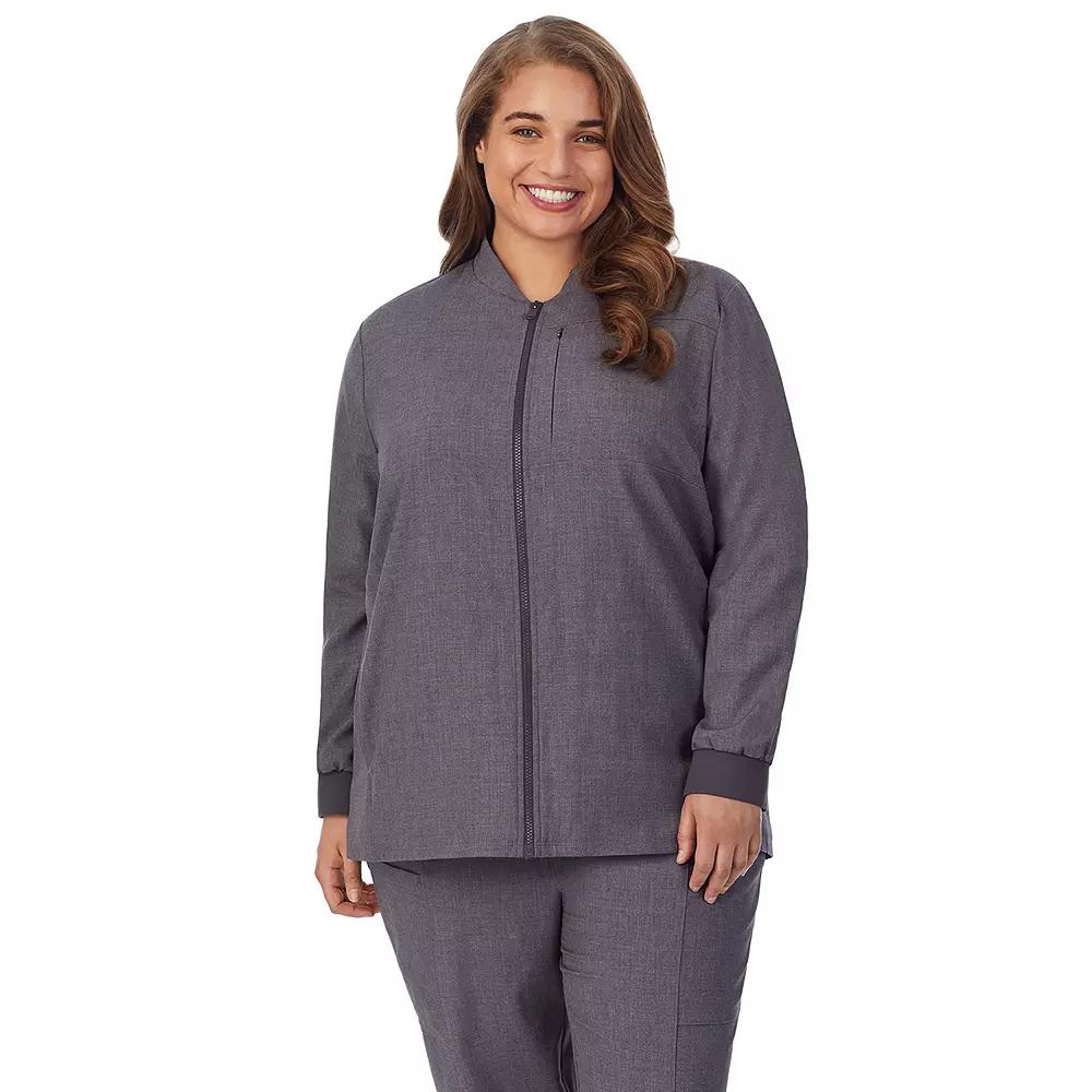 Plus Size Cuddl Duds® Scrubs 5-Pocket Lined Jacket, Women's, Size: 2XL, Grey Heather Gray Product Image