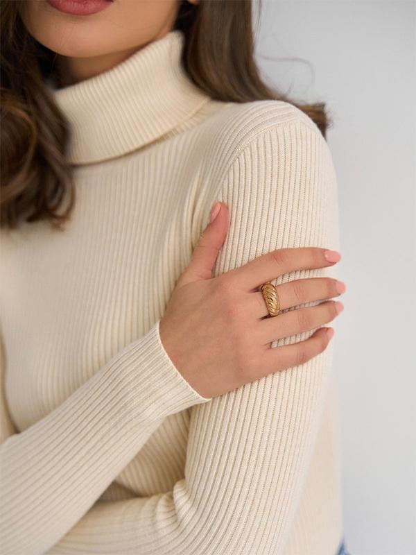 Solid Turtleneck Pullover Sweater Product Image