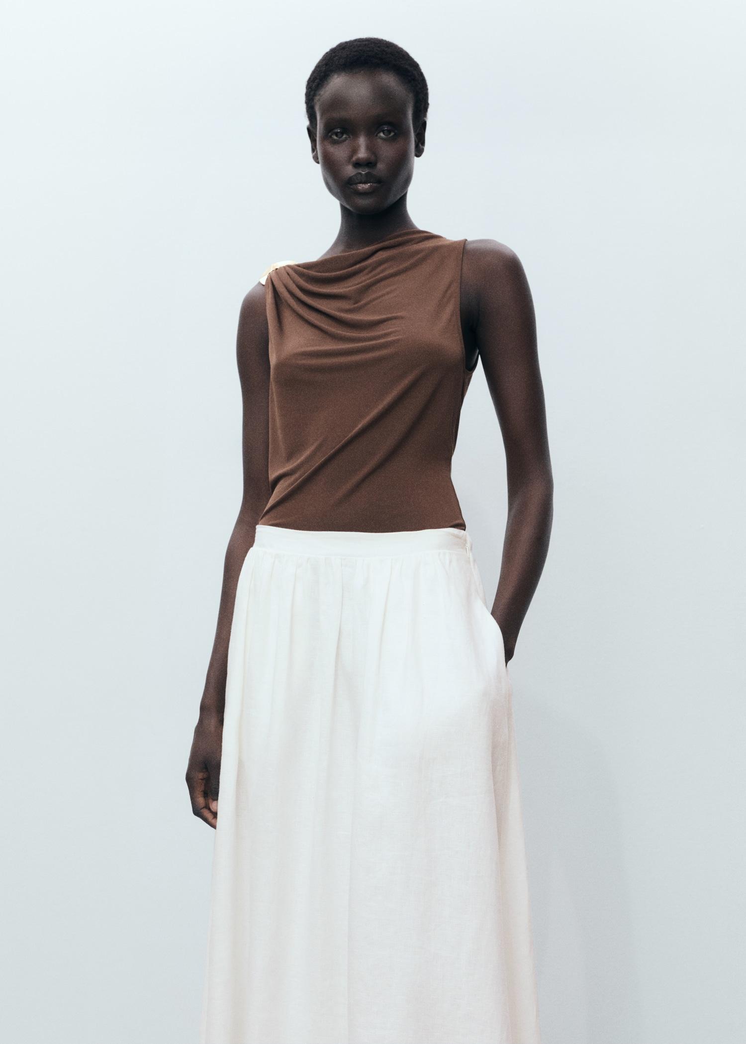 Flared linen skirt - Women | MANGO USA Product Image