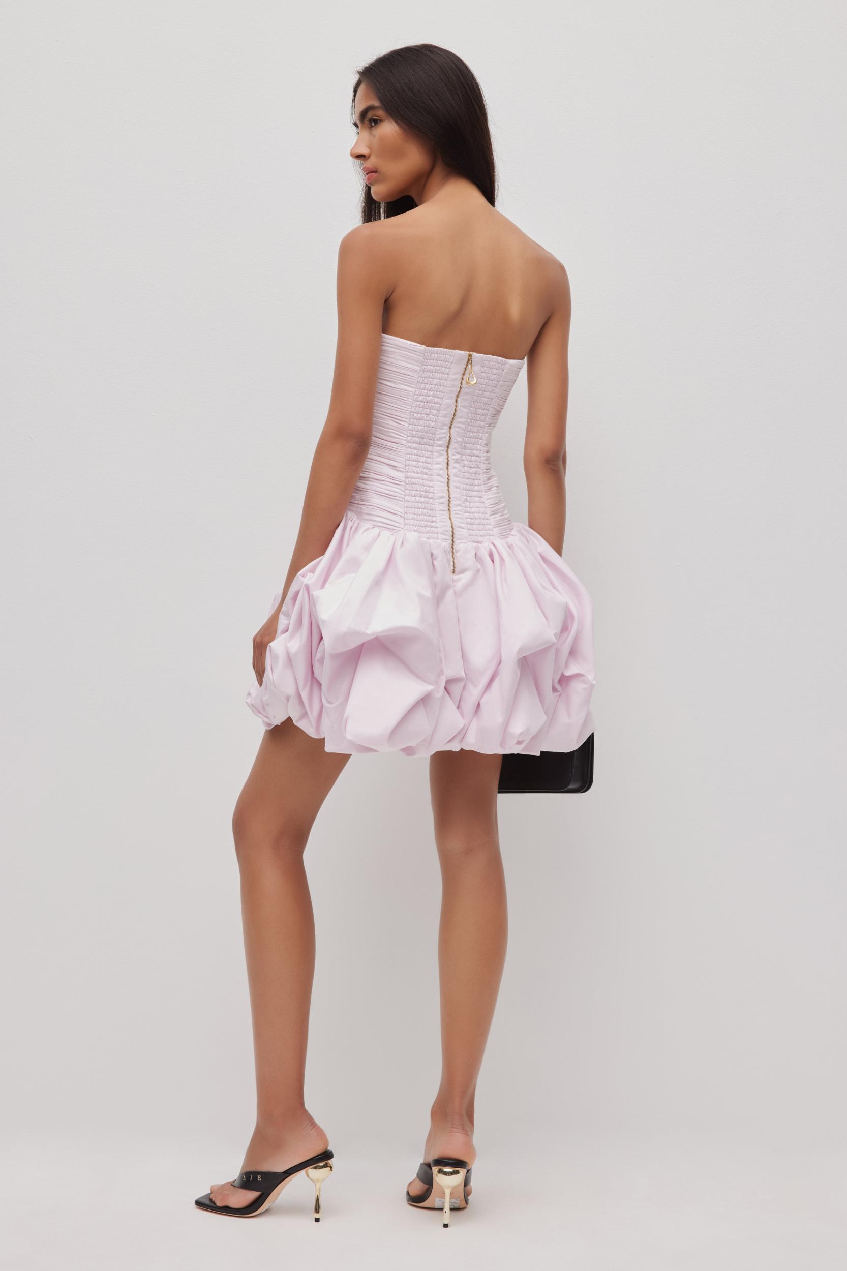 Violette Bubble Hem Mini Dress-PASTEL PINK / 10 Product Image