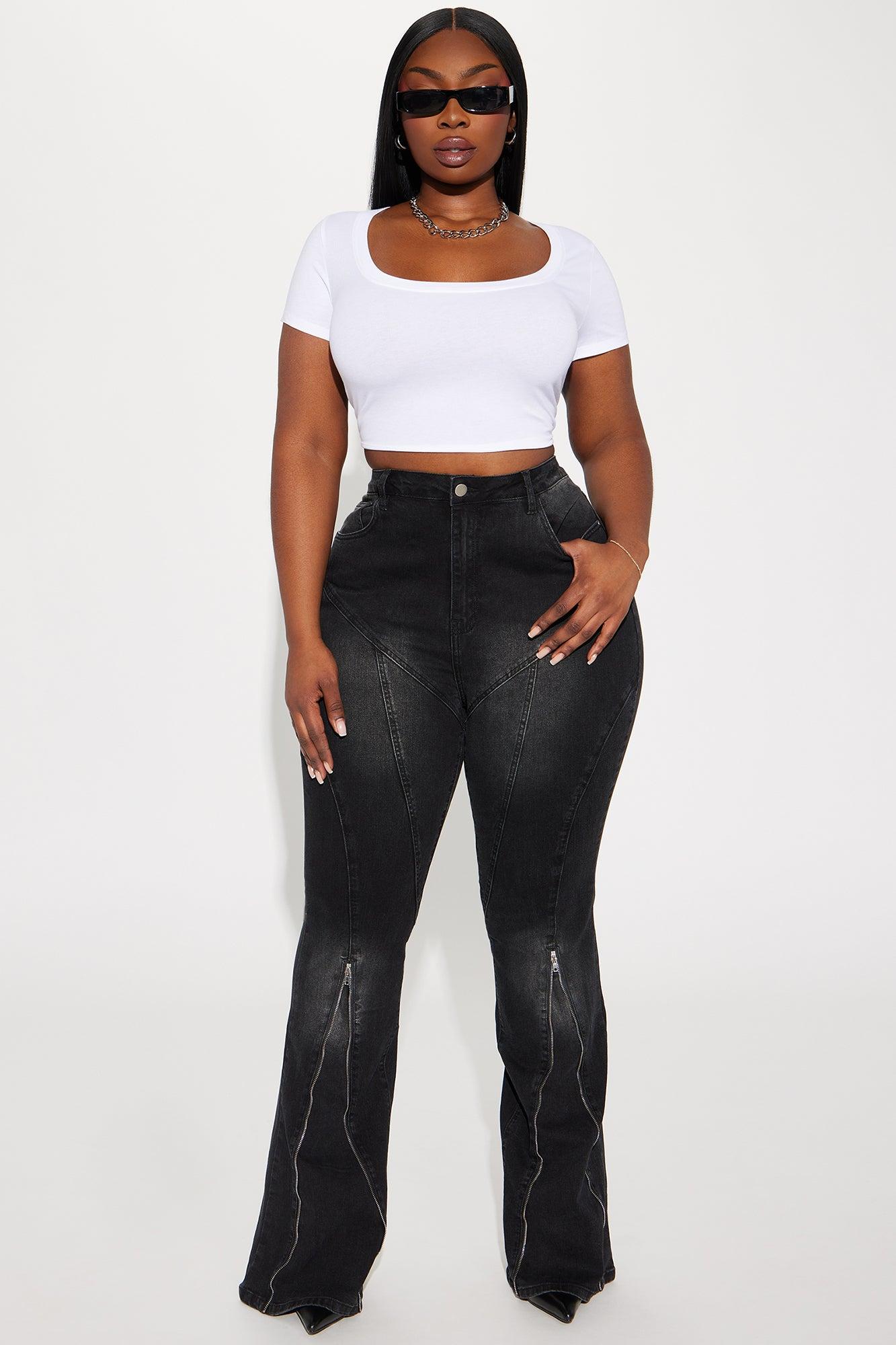 Tell Everyone Stretch Flare Jeans - Black Wash Product Image