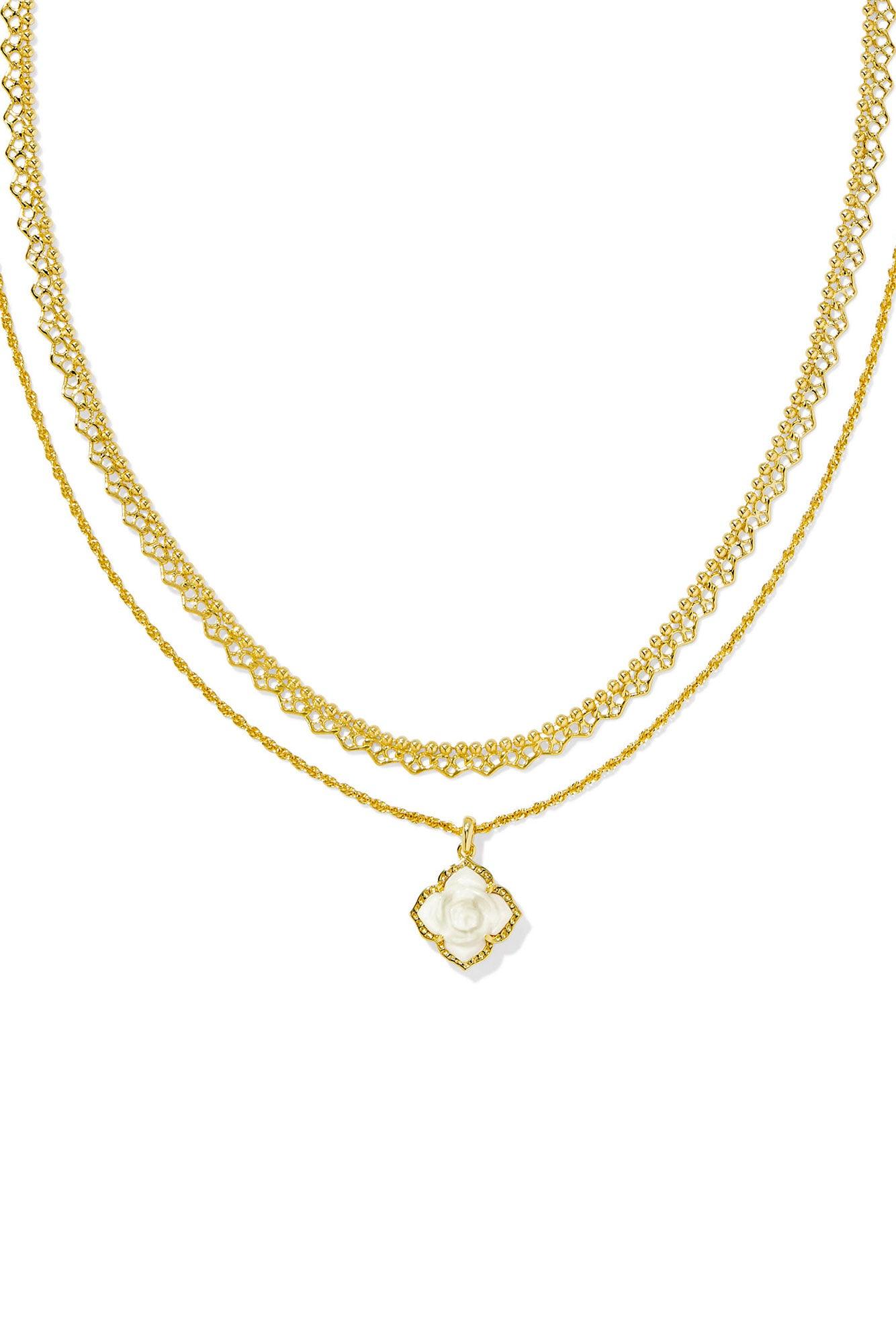 Mallory Rose Gold Multi Strand Necklace Ivory Mother Of Pearl Product Image