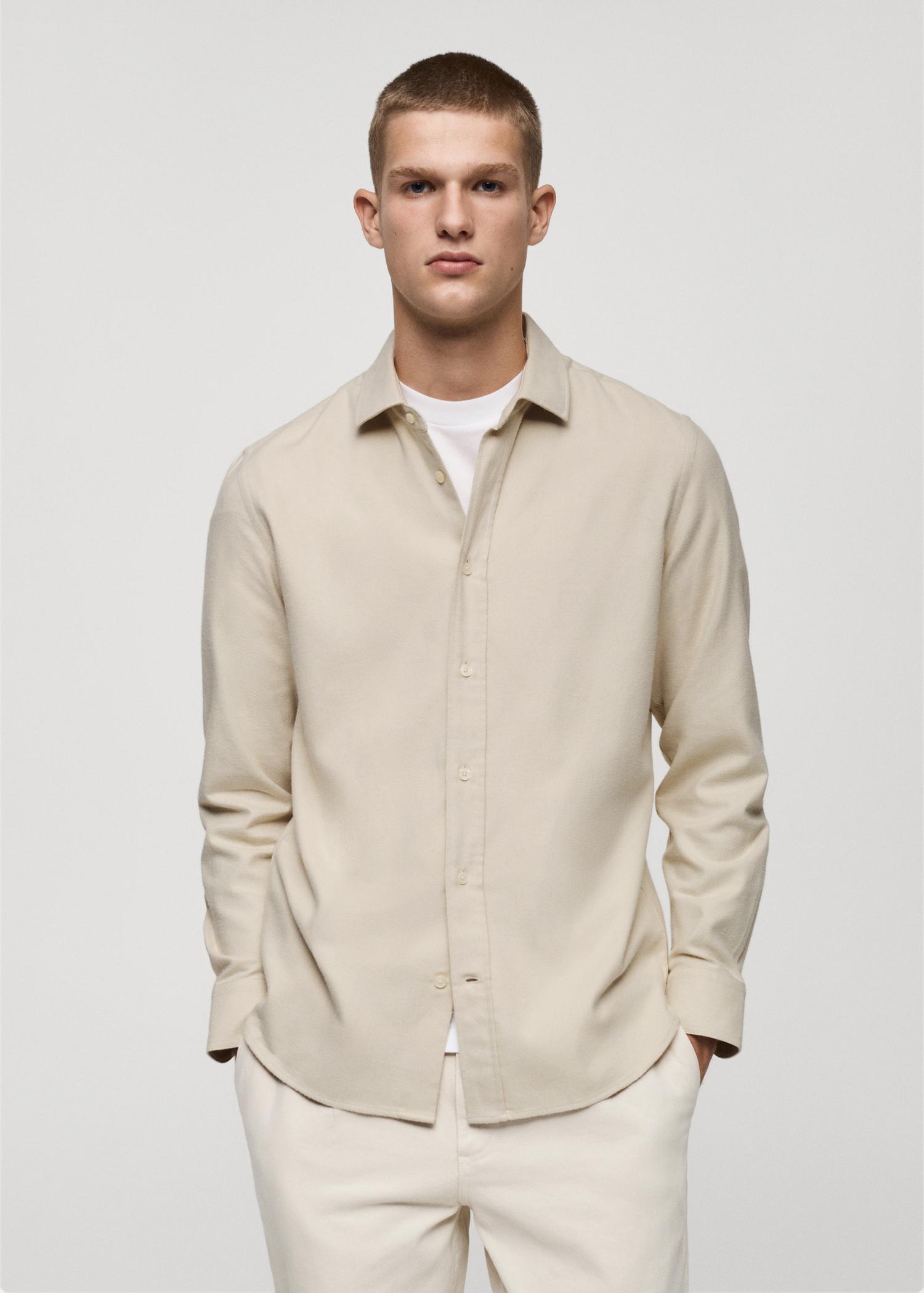 100% cotton flannel regular-fit shirt - Men | MANGO USA Product Image