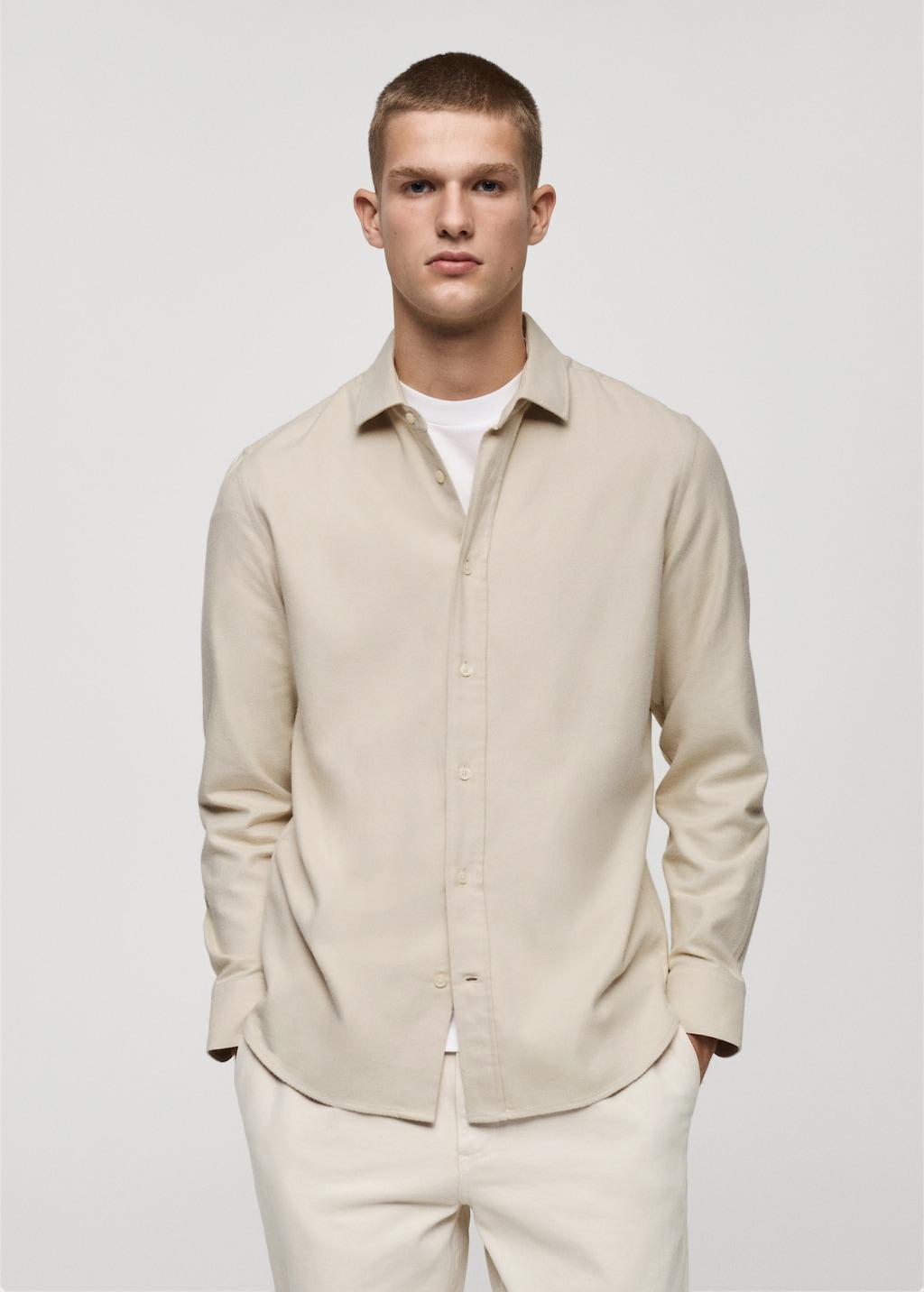 100% cotton flannel regular-fit shirt - Men | MANGO USA Product Image