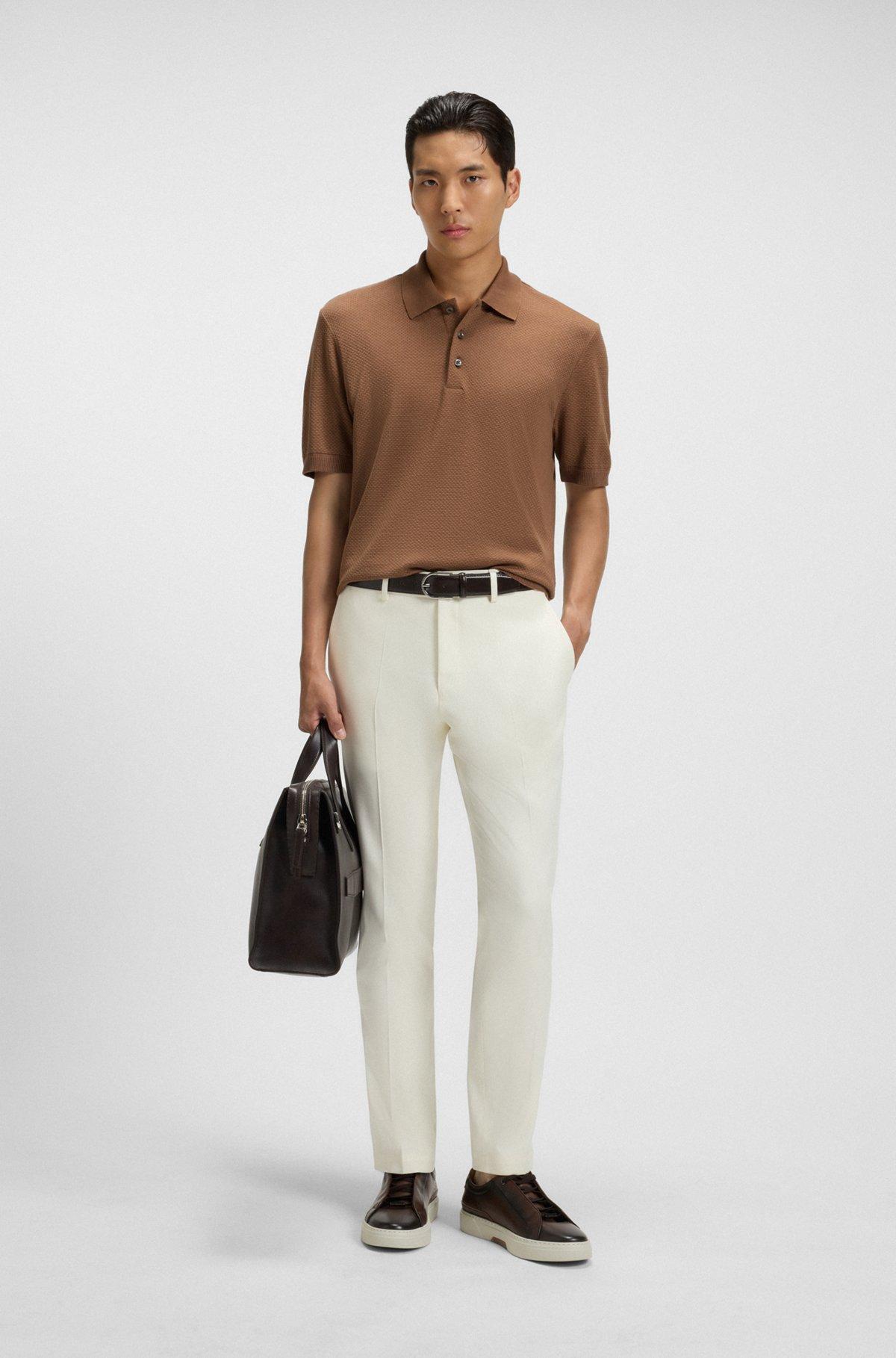 Slim-fit polo shirt in mercerized cotton Product Image