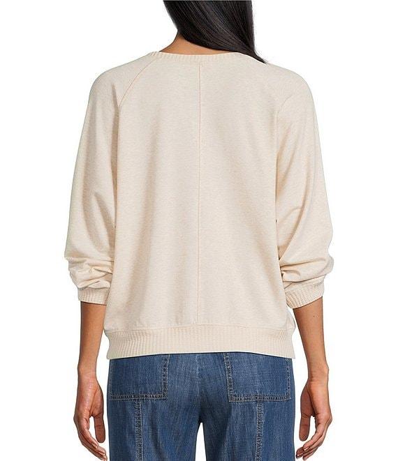 Nurture Knit Crew Neck 3/4 Sleeve Embroidered Top Product Image