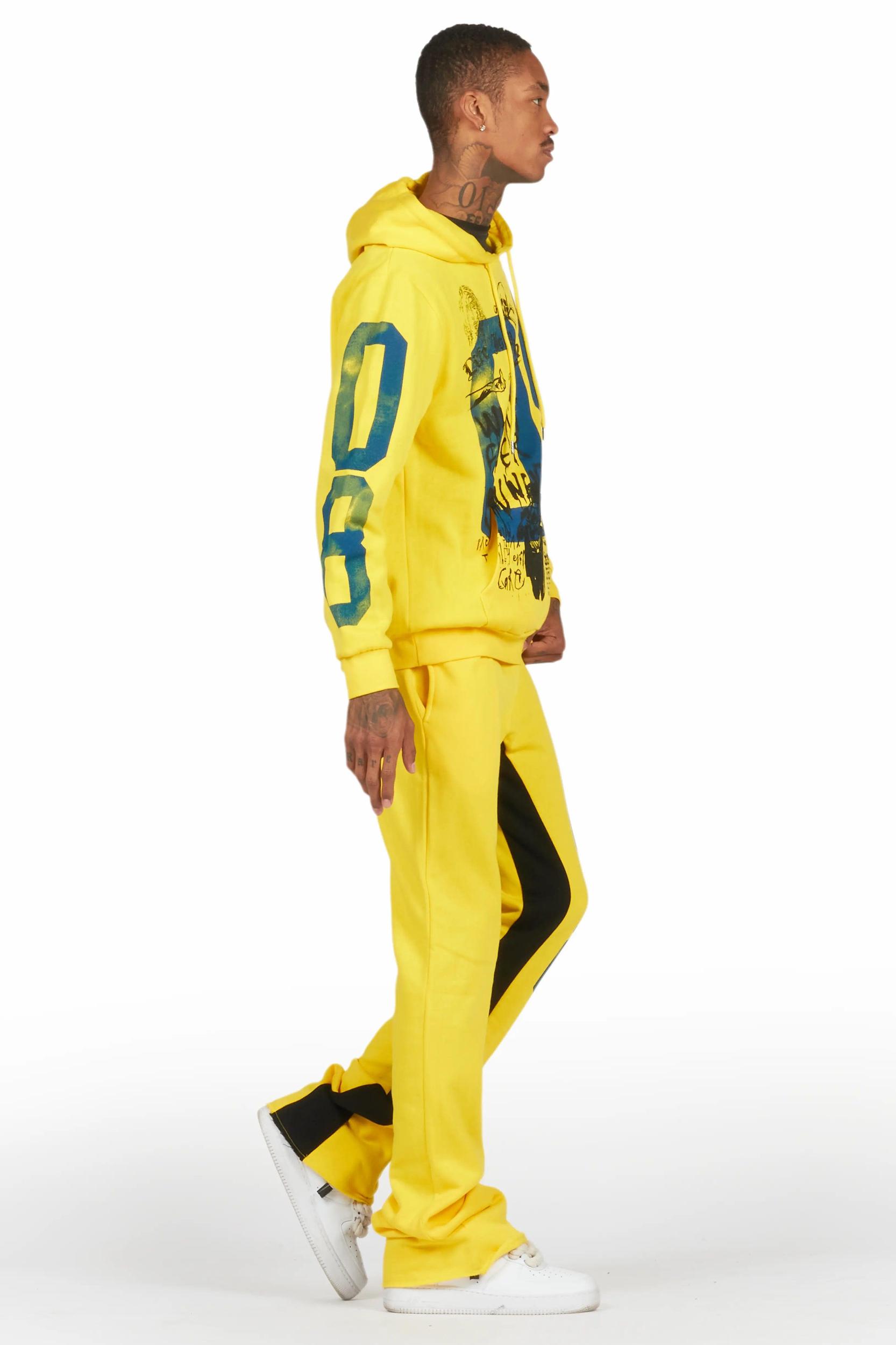 Grill Yellow Hoodie Baggy Track Pant Set Male Product Image