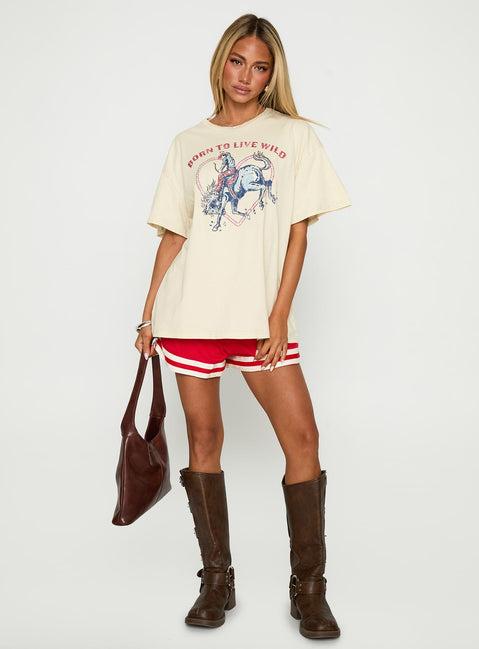 Born To Live Wild Graphic Top White Product Image