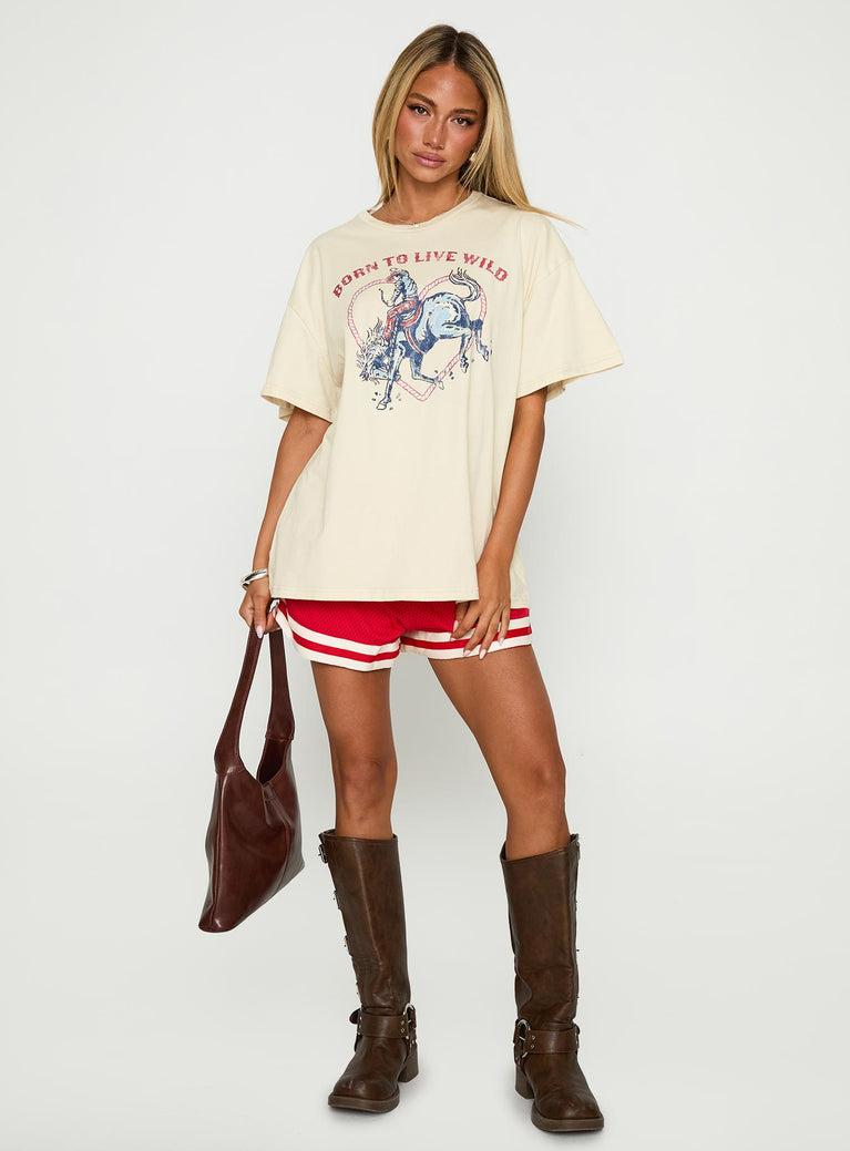 Born To Live Wild Graphic Top White Product Image
