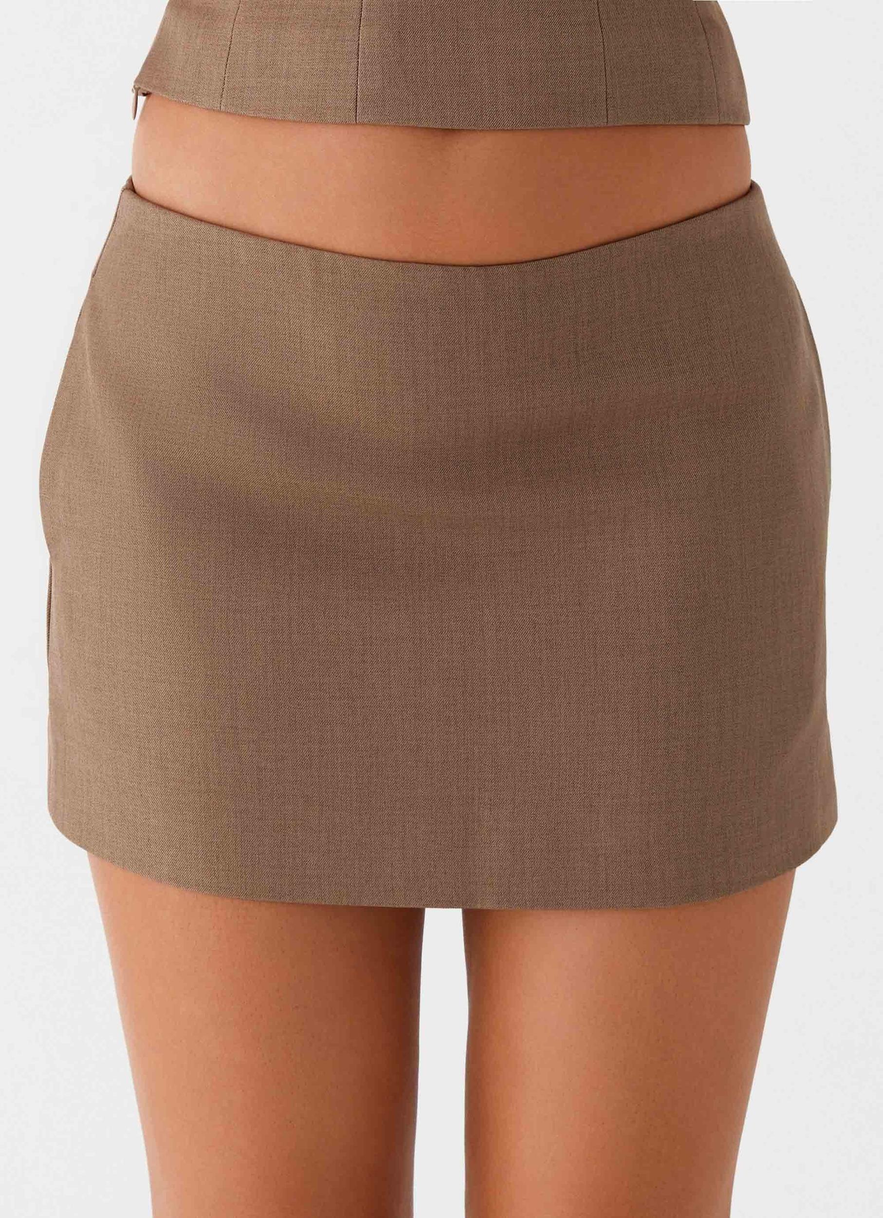 Southerly Low Rise Mini Skirt - Brown Beige Product Image