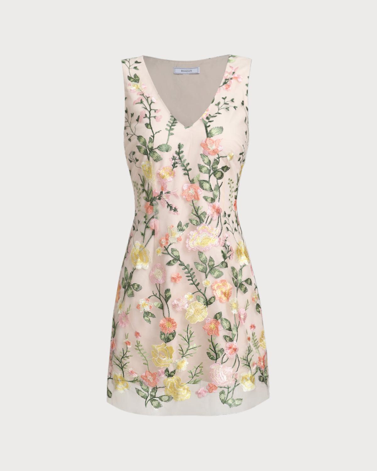 Yellow V Neck Floral Sleeveless Mini Dress Product Image