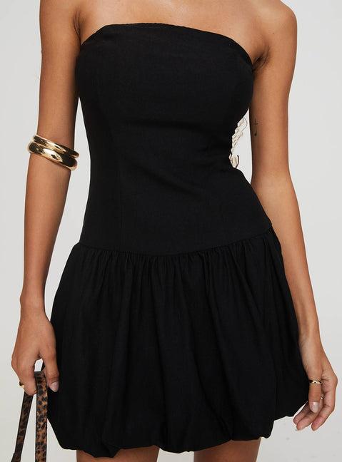 Nerine Bubble Hem Mini Dress Black Product Image