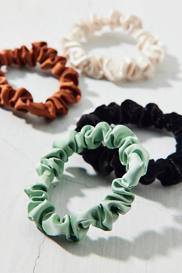 Velvet & Satin Hair Scrunchie Set Womens at Urban Outfitters Product Image
