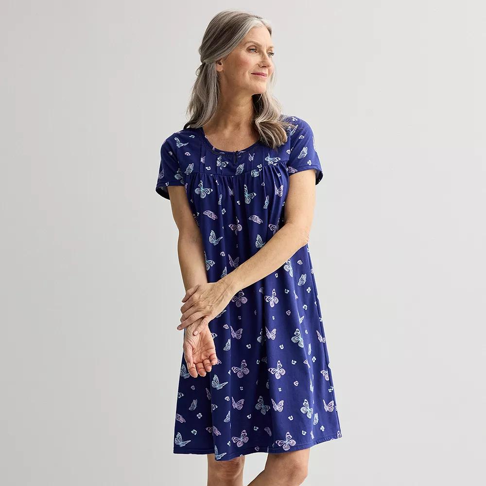 Women's Croft & Barrow® Knit Sleep Gown, Size: Large, Butterfly Dream Product Image