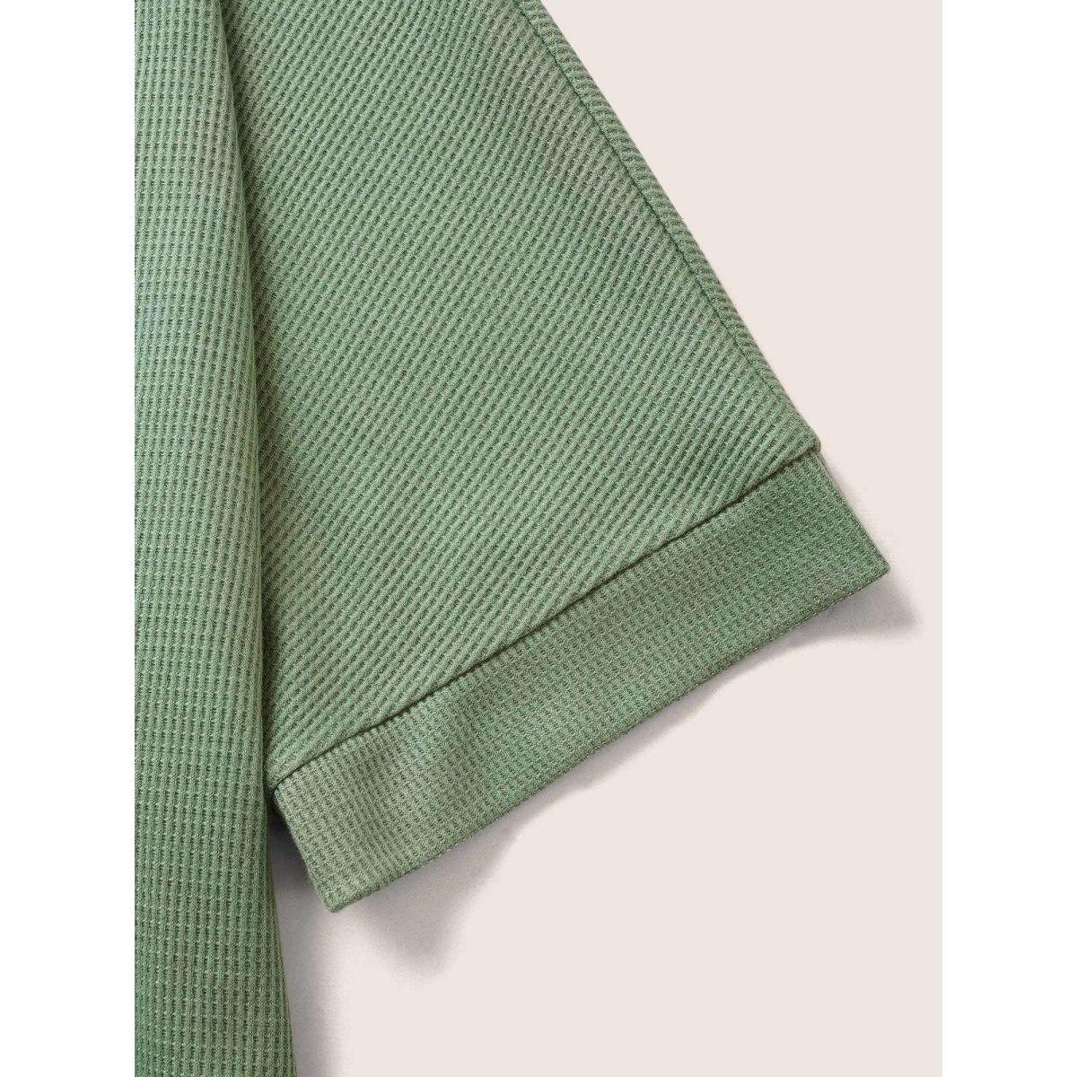 Plus Size Waffle Knit Boat Neck Dolman Sleeve T-shirt Moss Women Casual Texture Boat Neck Everyday T-shirts BloomChic 18-20/2X Product Image