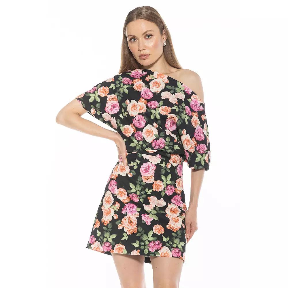 Women's ALEXIA ADMOR Draped Shoulder Mini A-Line Dress,  Product Image