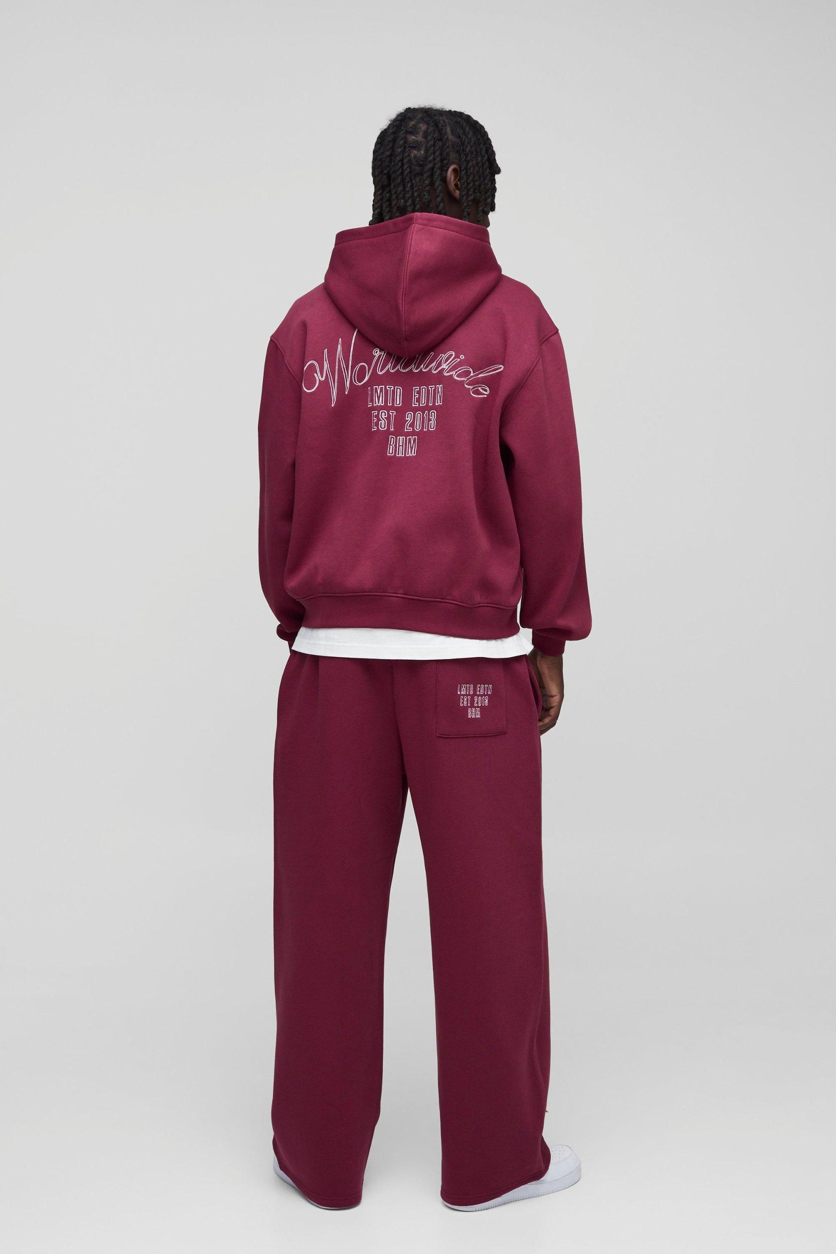 Wide Leg Worldwide Embroidered Sweatpants | boohooMAN USA Product Image