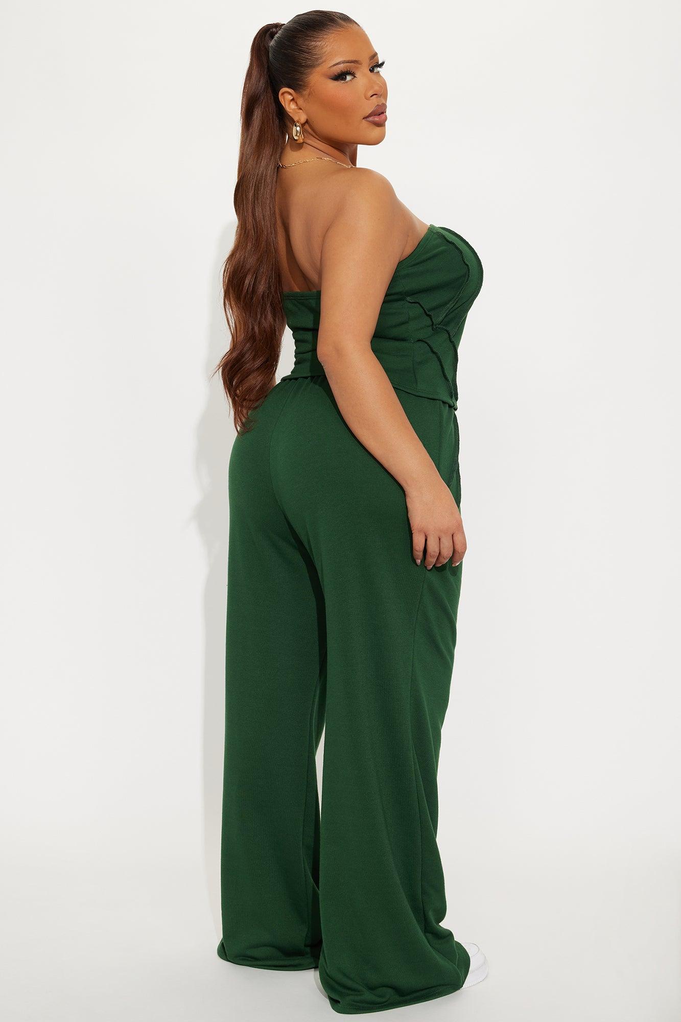 Bree Strapless Wide Leg Pant Set - Hunter Green Female Product Image